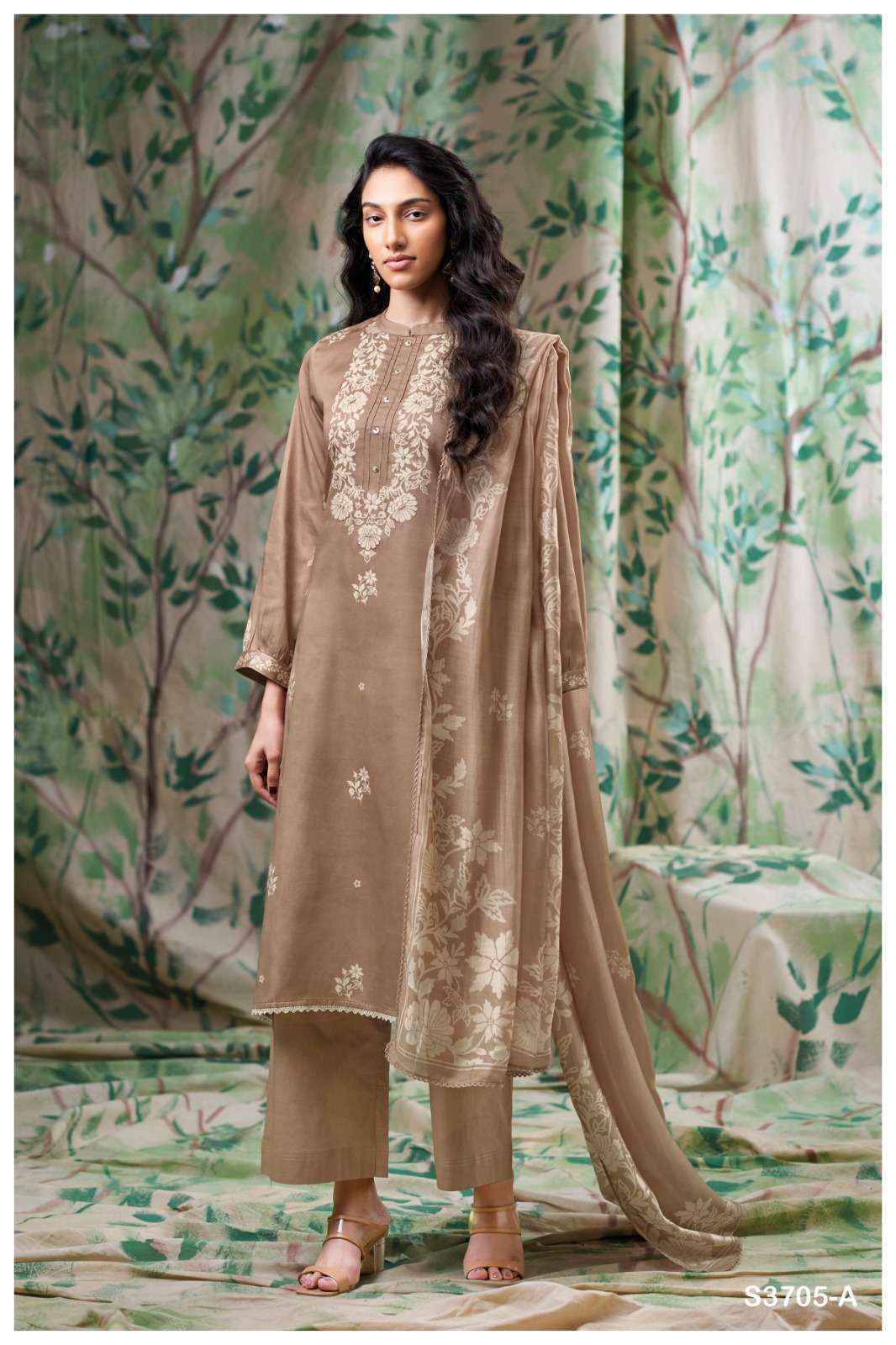 Ganga Giselle 3705 Cotton Satin Dress Material Collection ( 4 Pcs Catalog )