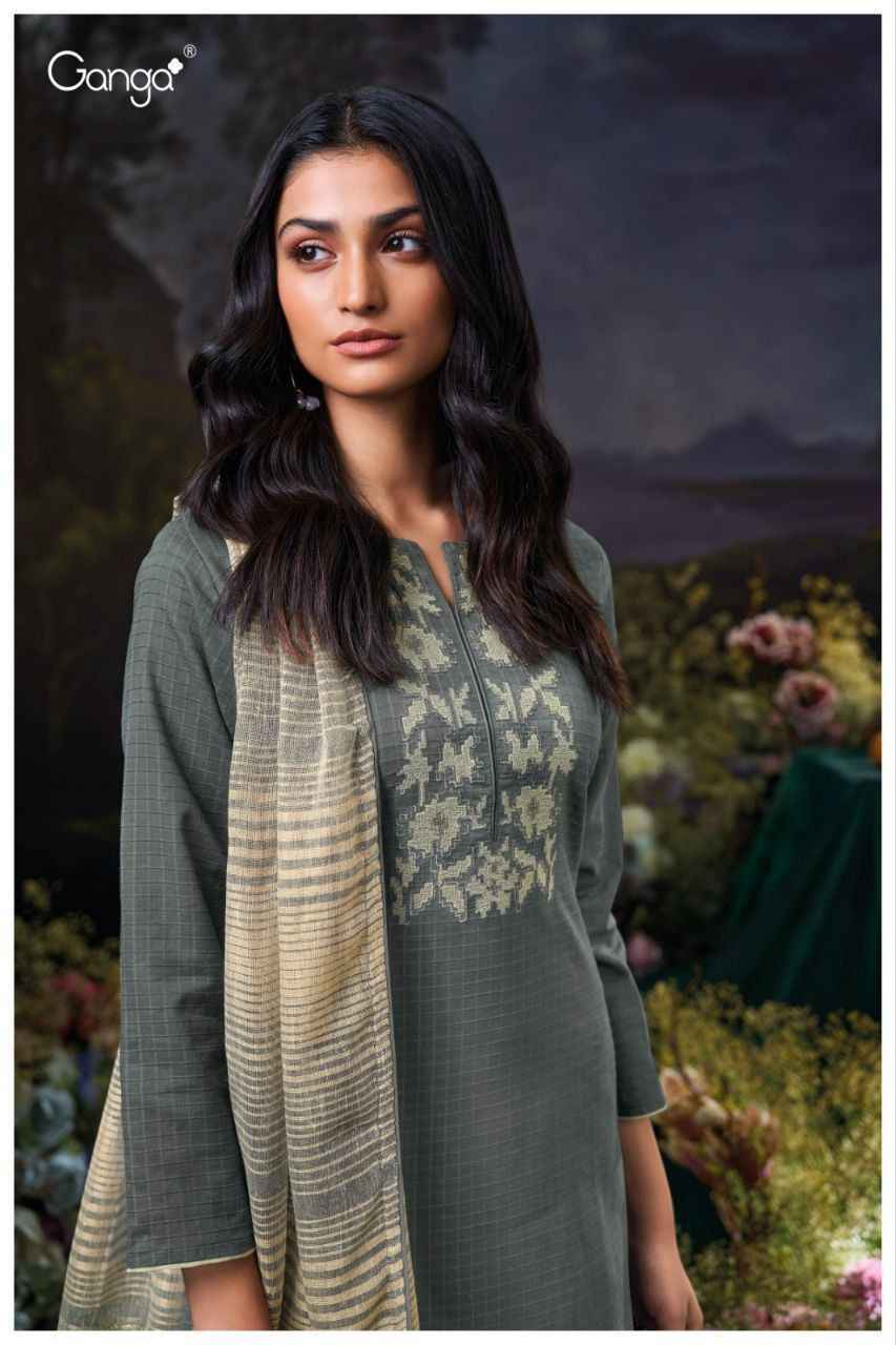 Ganga Krithya 3608 Cotton Dobby Dress Material Wholesale Rate ( 2 Pcs Catalog )