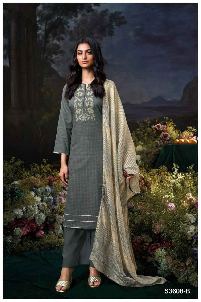 Ganga Krithya 3608 Cotton Dobby Dress Material Wholesale Rate ( 2 Pcs Catalog )
