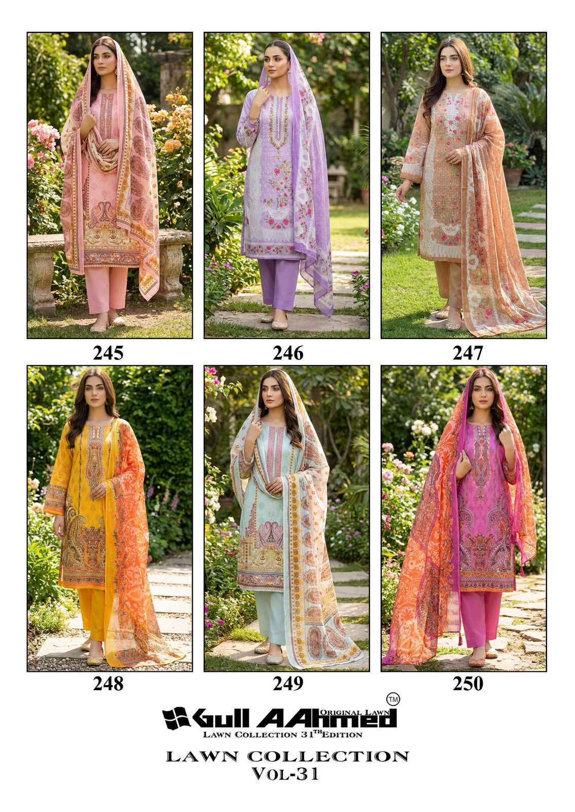 Gull Ahmed Lawn Collection Vol 31 Cambric Cotton Dress Material Wholesale Price ( 6 Pc Catalougue )