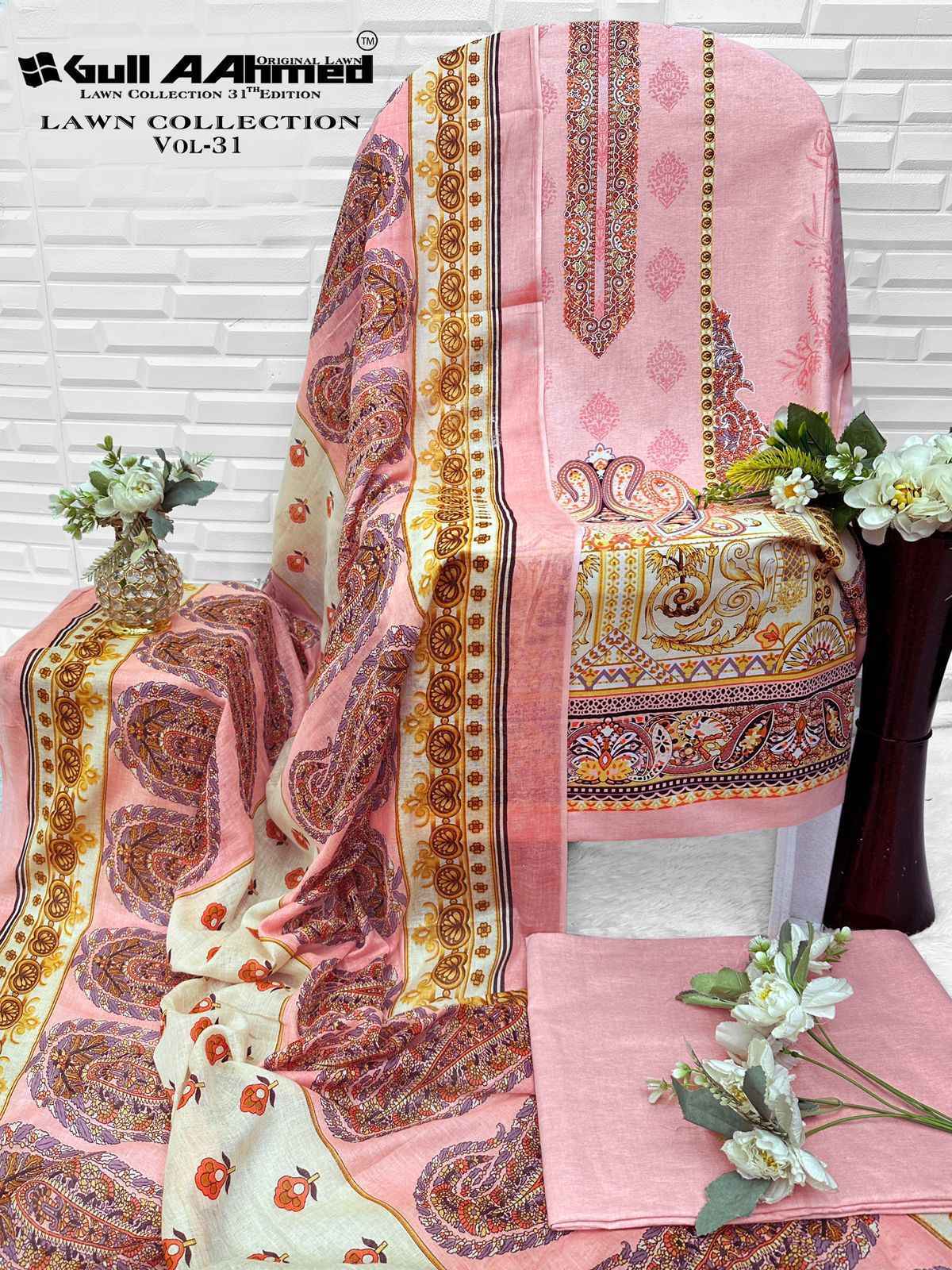 Gull Ahmed Lawn Collection Vol 31 Cambric Cotton Dress Material Wholesale Price ( 6 Pc Catalougue )