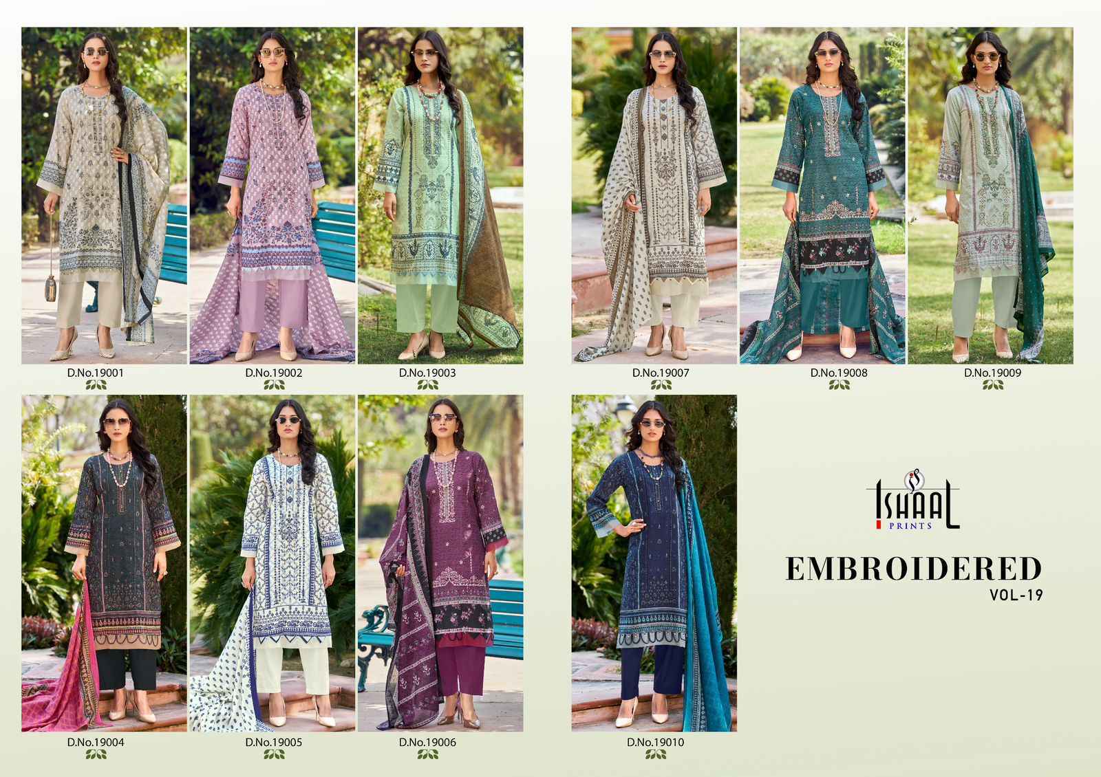 Ishaal Embroidered Vol 19 Lawn Cotton Dress Material Collection ( 10 Pcs Catalog )