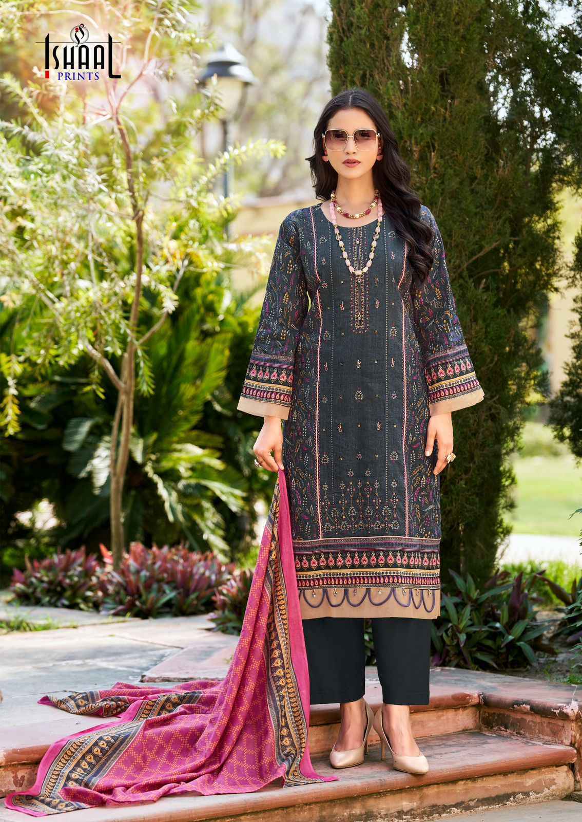 Ishaal Embroidered Vol 19 Lawn Cotton Dress Material Collection ( 10 Pcs Catalog )