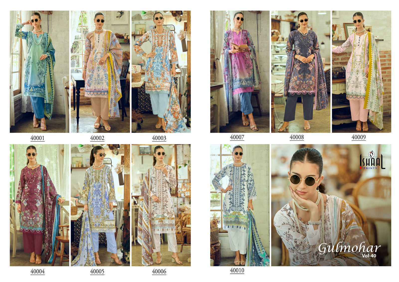 Ishaal Prints Gulmohar Vol 40 Lawn Cotton Dress Material Wholesale Collection ( 10 Pcs Catalog )