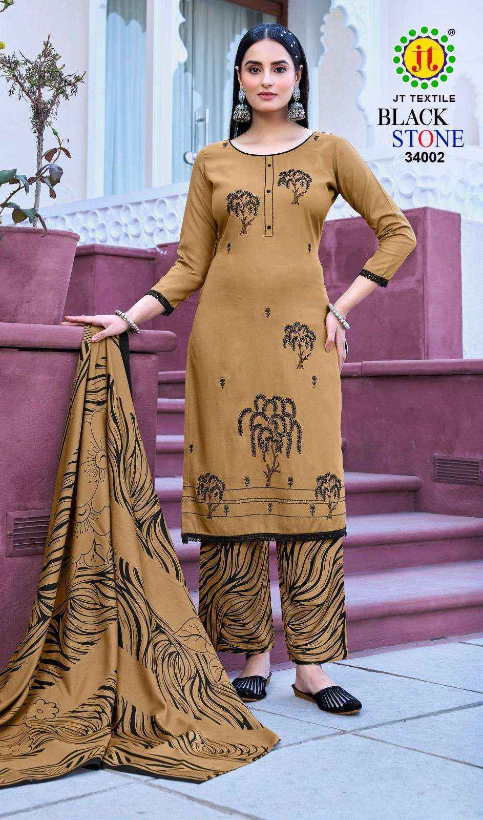 Jt Black Stone Vol 34 Rayon Dress Material Wholesale Collection ( 5 Pcs Catalog )