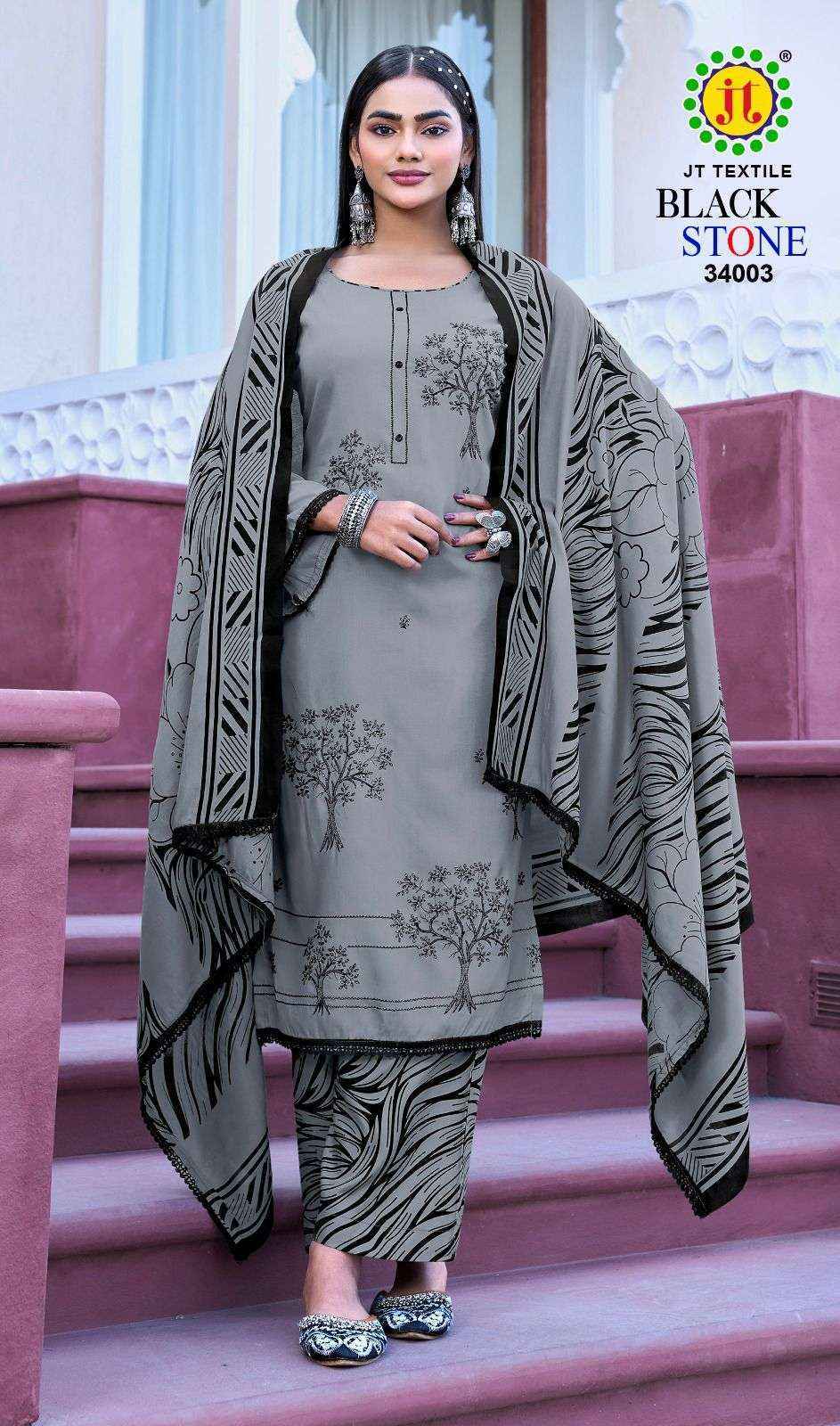 Jt Black Stone Vol 34 Rayon Dress Material Wholesale Collection ( 5 Pcs Catalog )