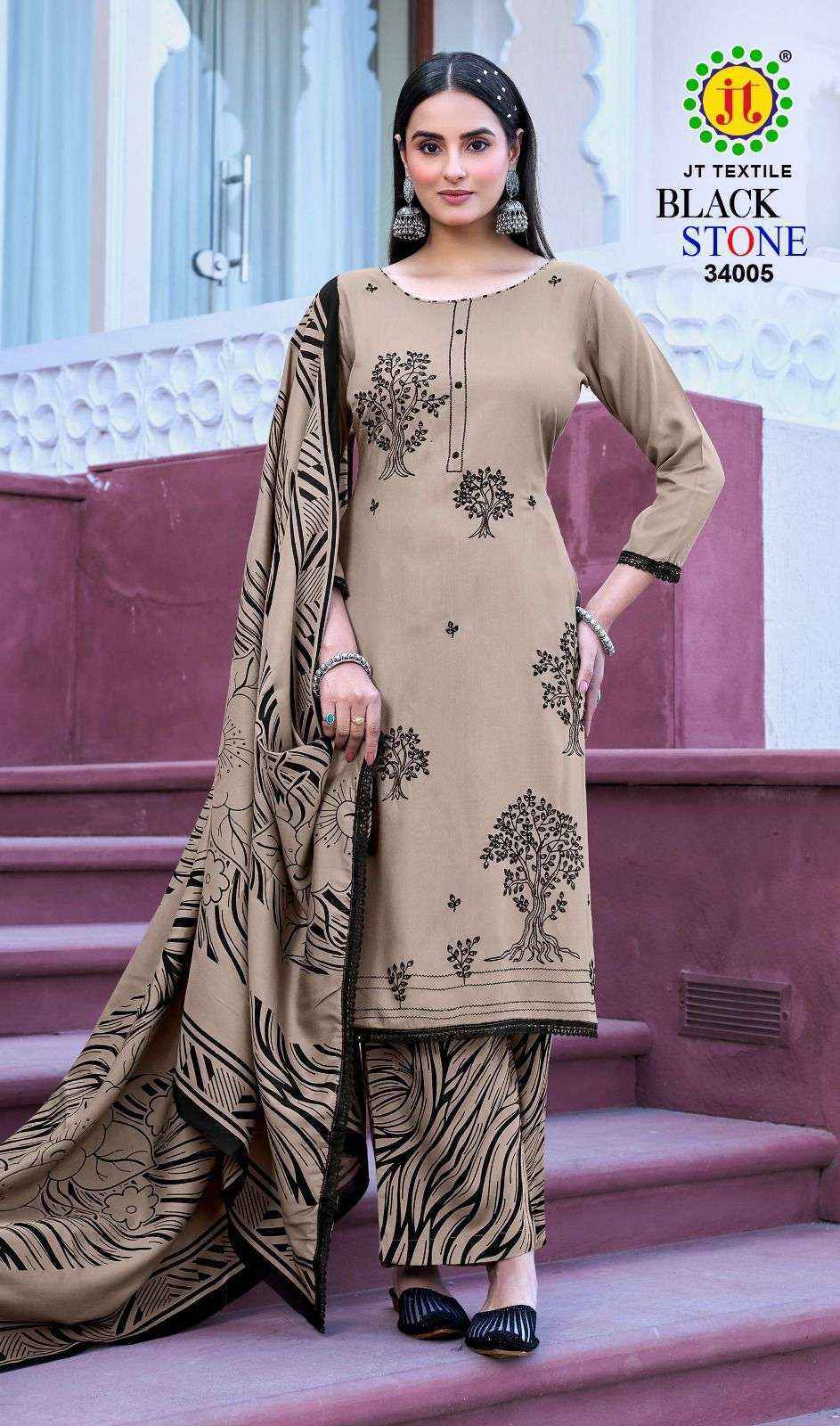 Jt Black Stone Vol 34 Rayon Dress Material Wholesale Collection ( 5 Pcs Catalog )