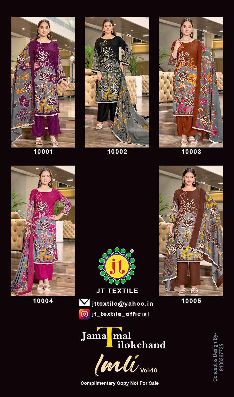 Jt Imli Vol 10 Rayon Dress Material Wholesale Collection ( 5 Pcs Catalog )
