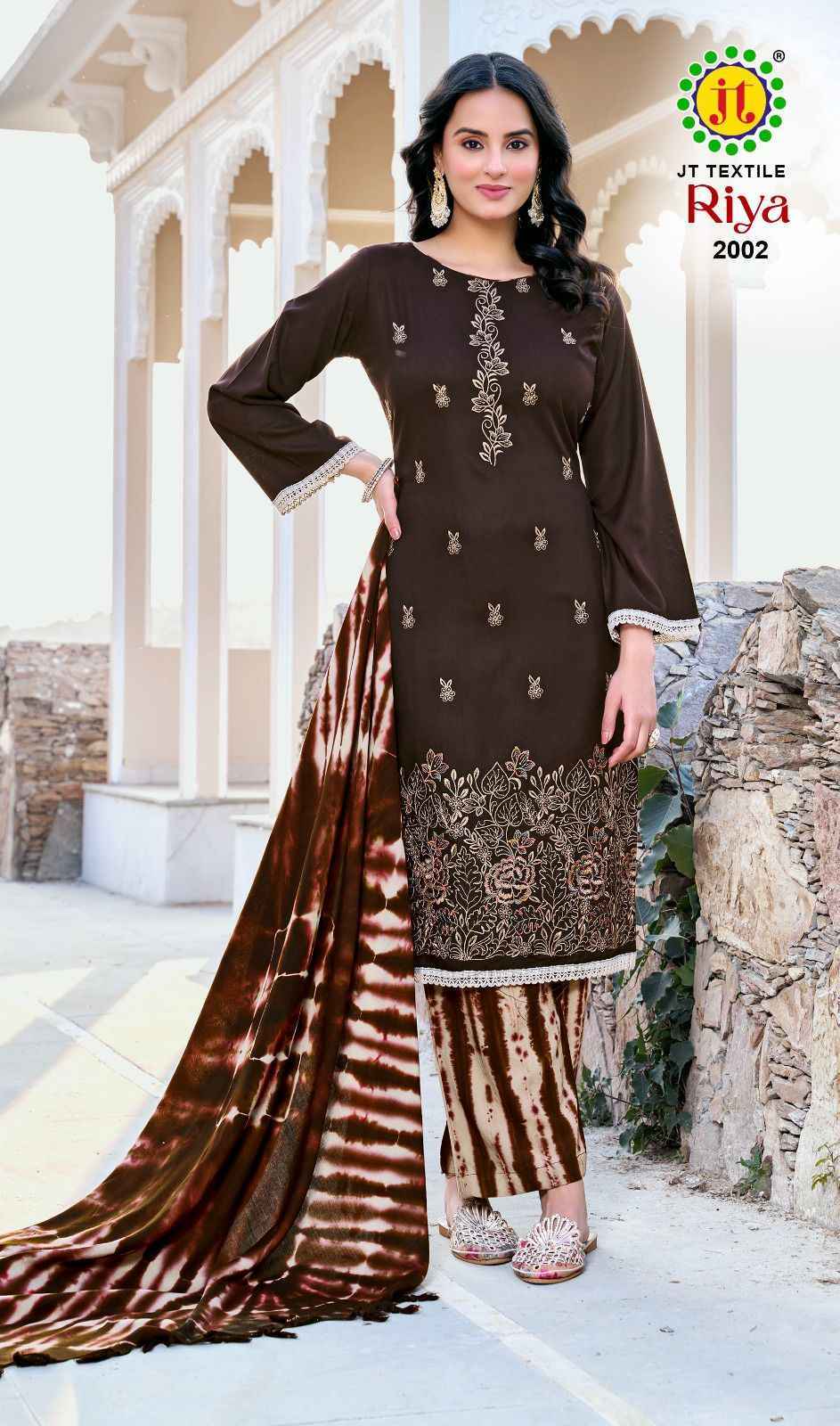 Jt Riya Vol 2 Rayon Dress Material Wholesale Collection ( 5 Pcs Catalog )