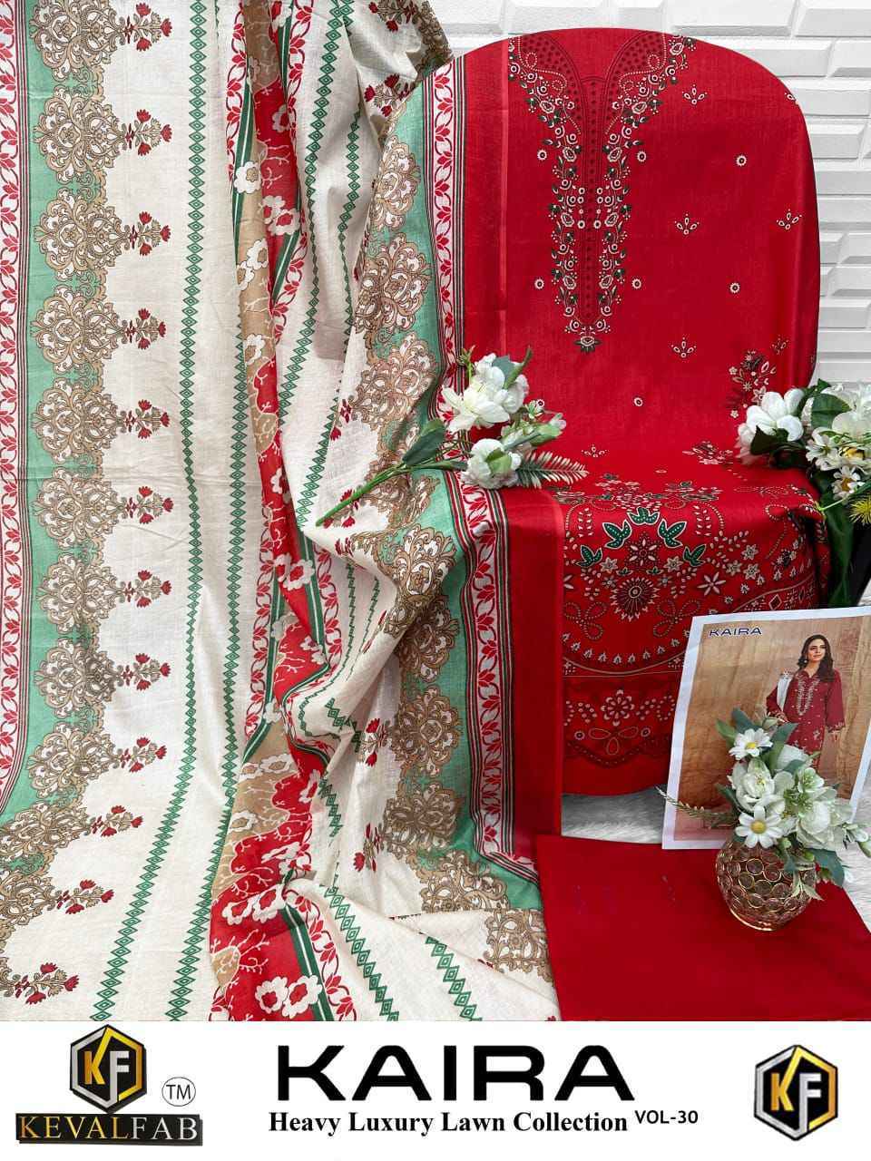 Keval Fab Kaira Vol 30 Lawn Cotton Dress Material Wholesale Collection ( 6 Pcs Catalog )