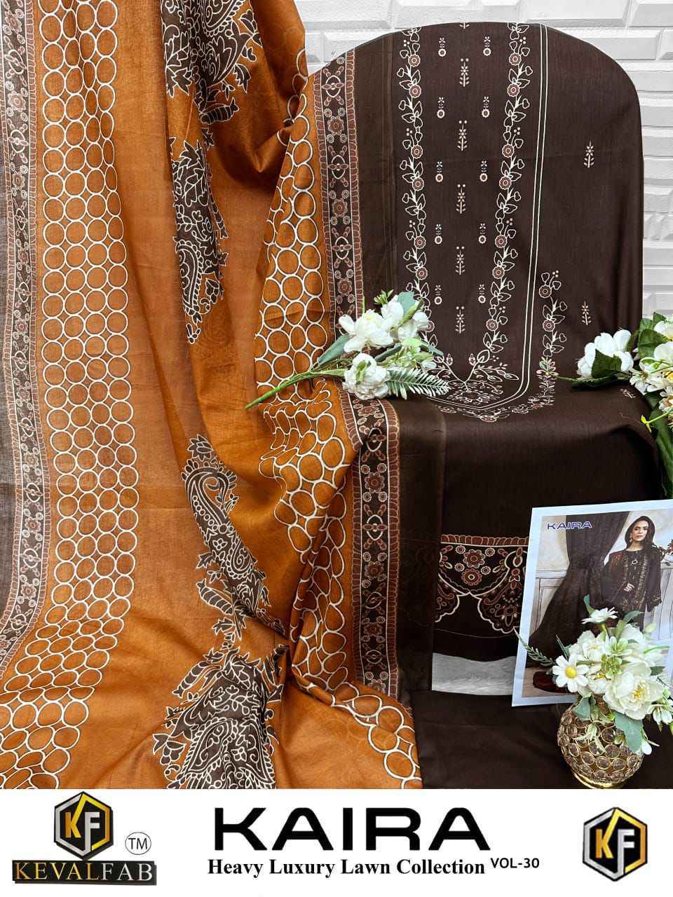 Keval Fab Kaira Vol 30 Lawn Cotton Dress Material Wholesale Collection ( 6 Pcs Catalog )