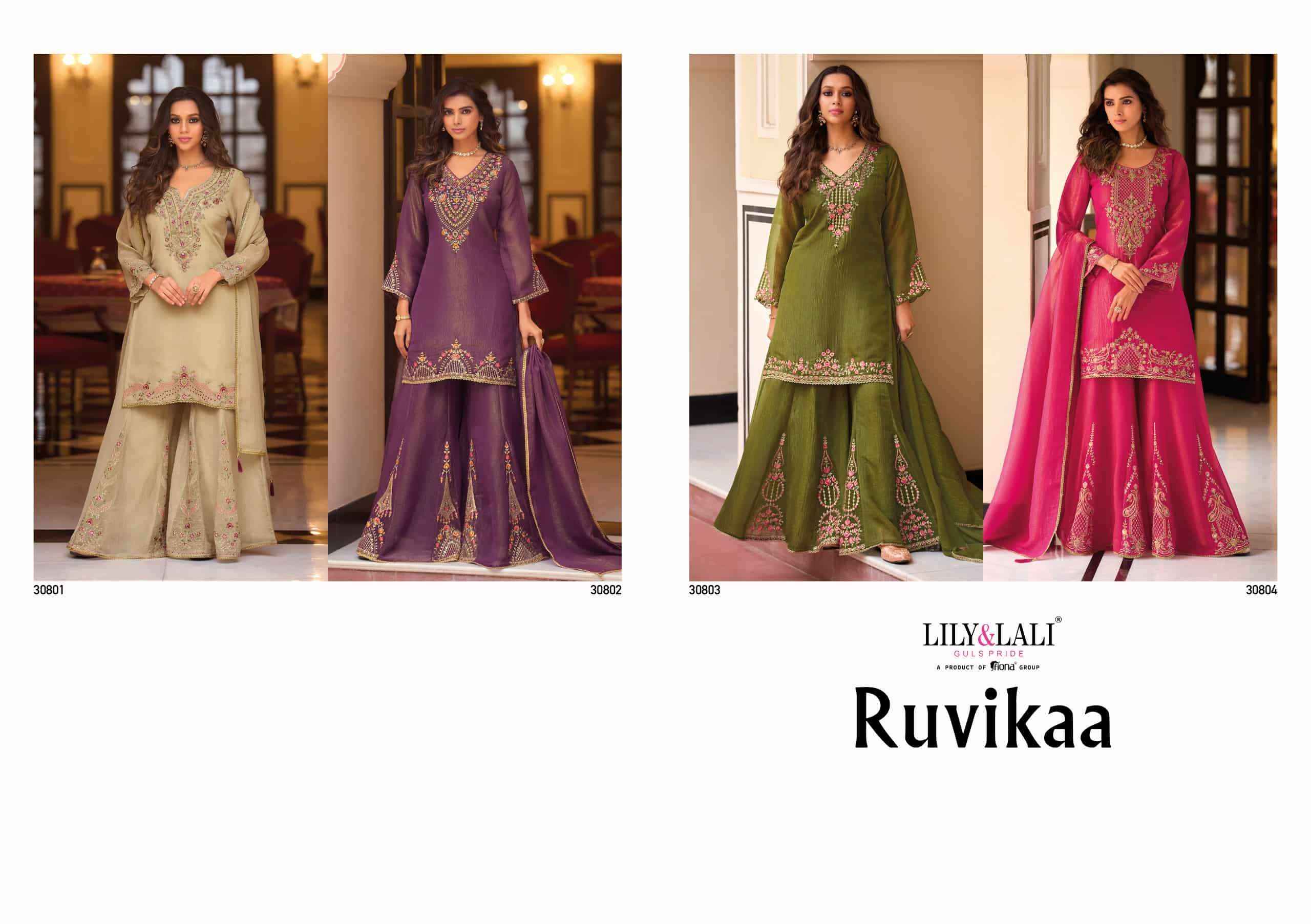 Lily And Lali Ruvikaa Exclusive Designer Palazzo Dress Latest Collection ( 4 Pcs Catalog )