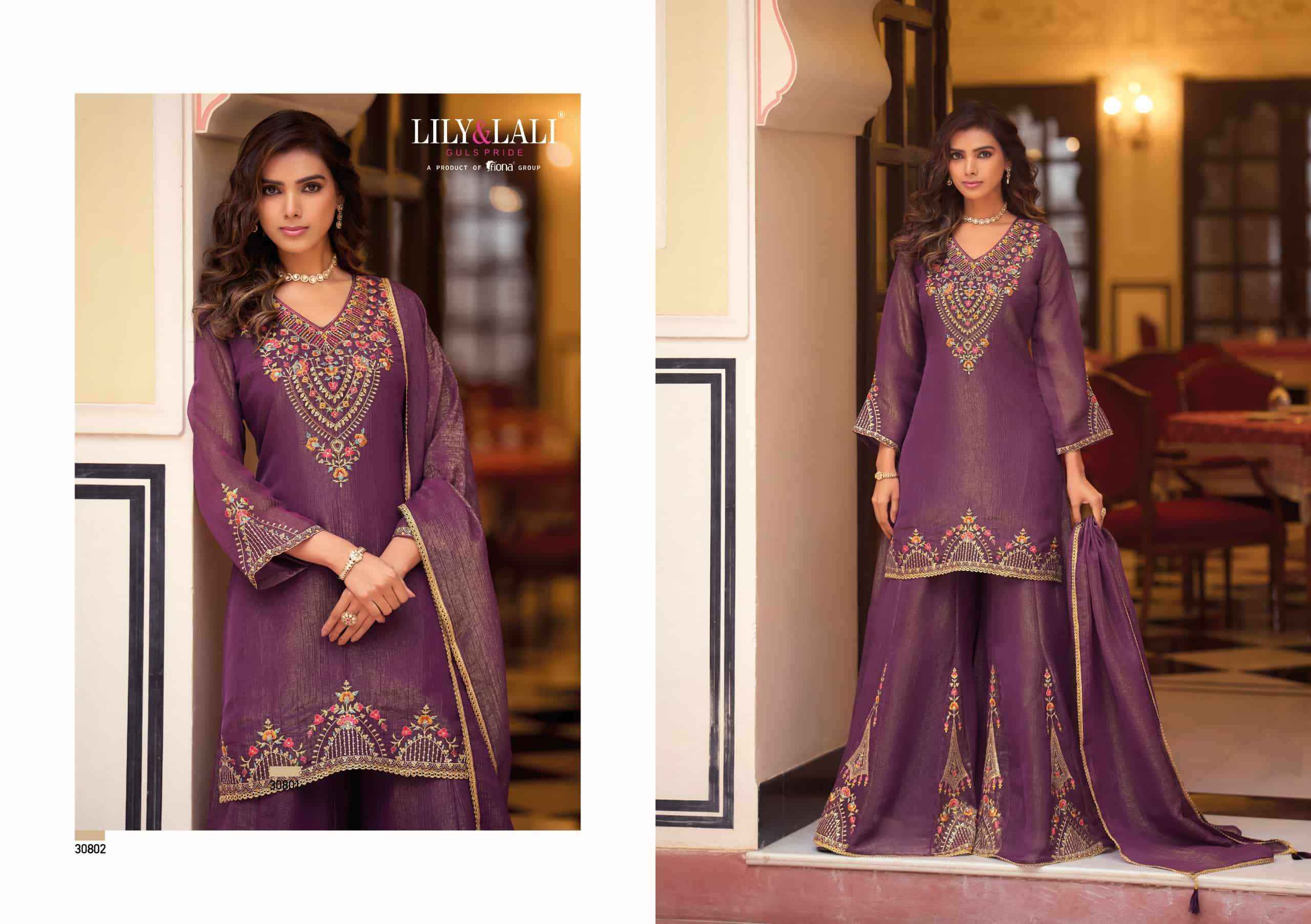 Lily And Lali Ruvikaa Exclusive Designer Palazzo Dress Latest Collection ( 4 Pcs Catalog )