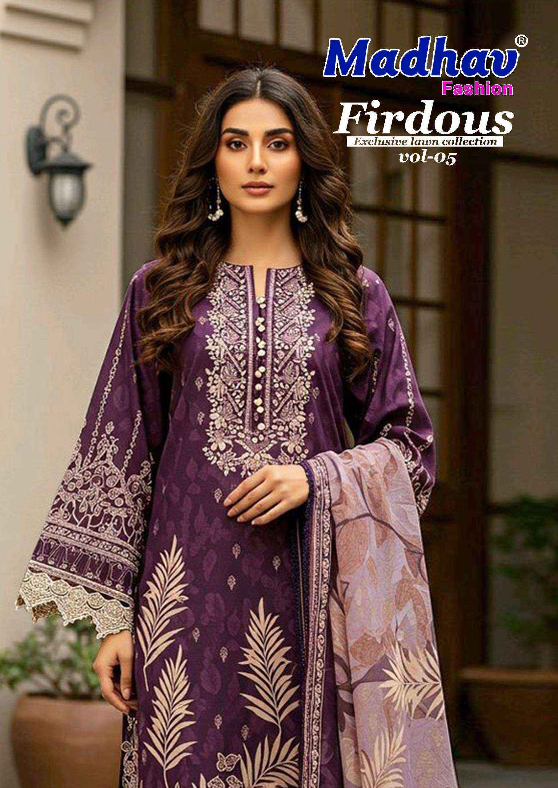 Madhav Fashion Firdous Vol 5 Cotton Dress Material Wholesale Collection ( 6 Pcs Catalog )
