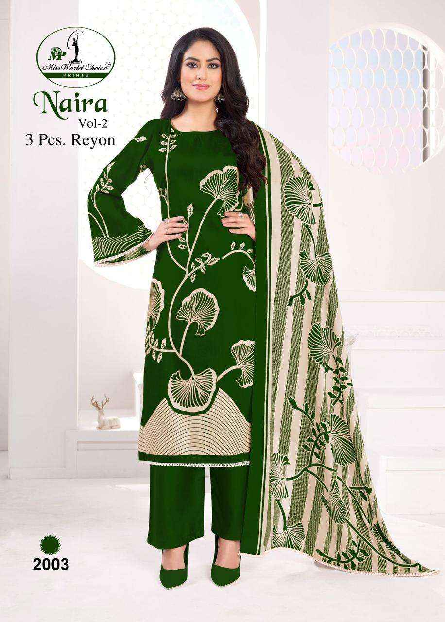 Miss World Choice Naira Vol 2 Rayon Dress Material Wholesale Price ( 5 Pcs Catalogue )