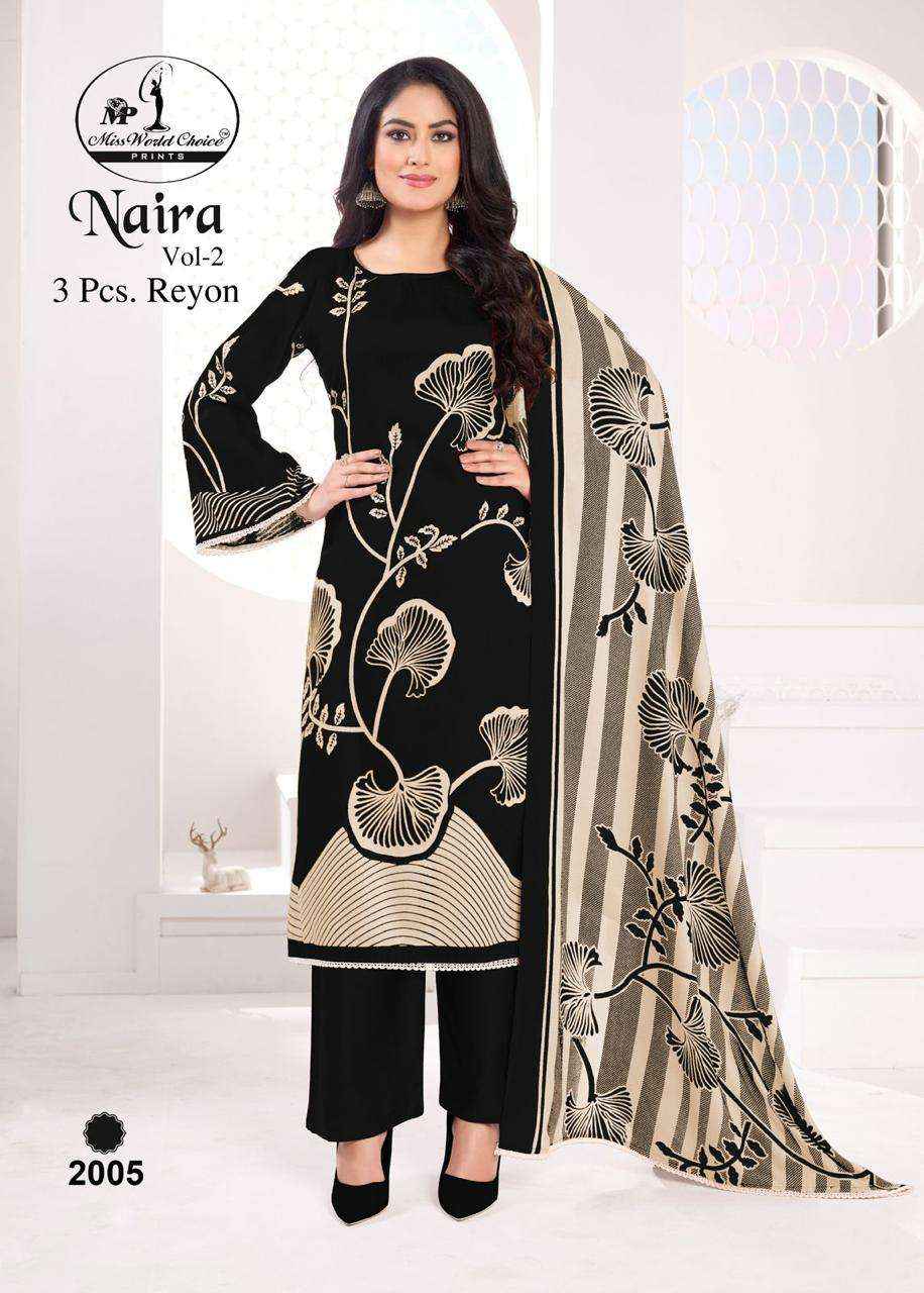 Miss World Choice Naira Vol 2 Rayon Dress Material Wholesale Price ( 5 Pcs Catalogue )