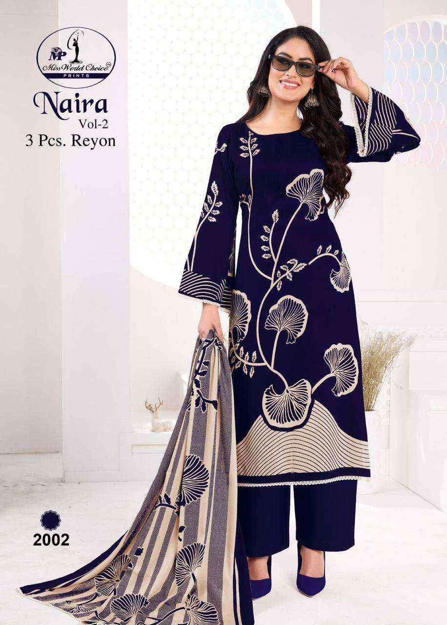Miss World Choice Naira Vol 2 Rayon Dress Material Wholesale Price ( 5 Pcs Catalogue )