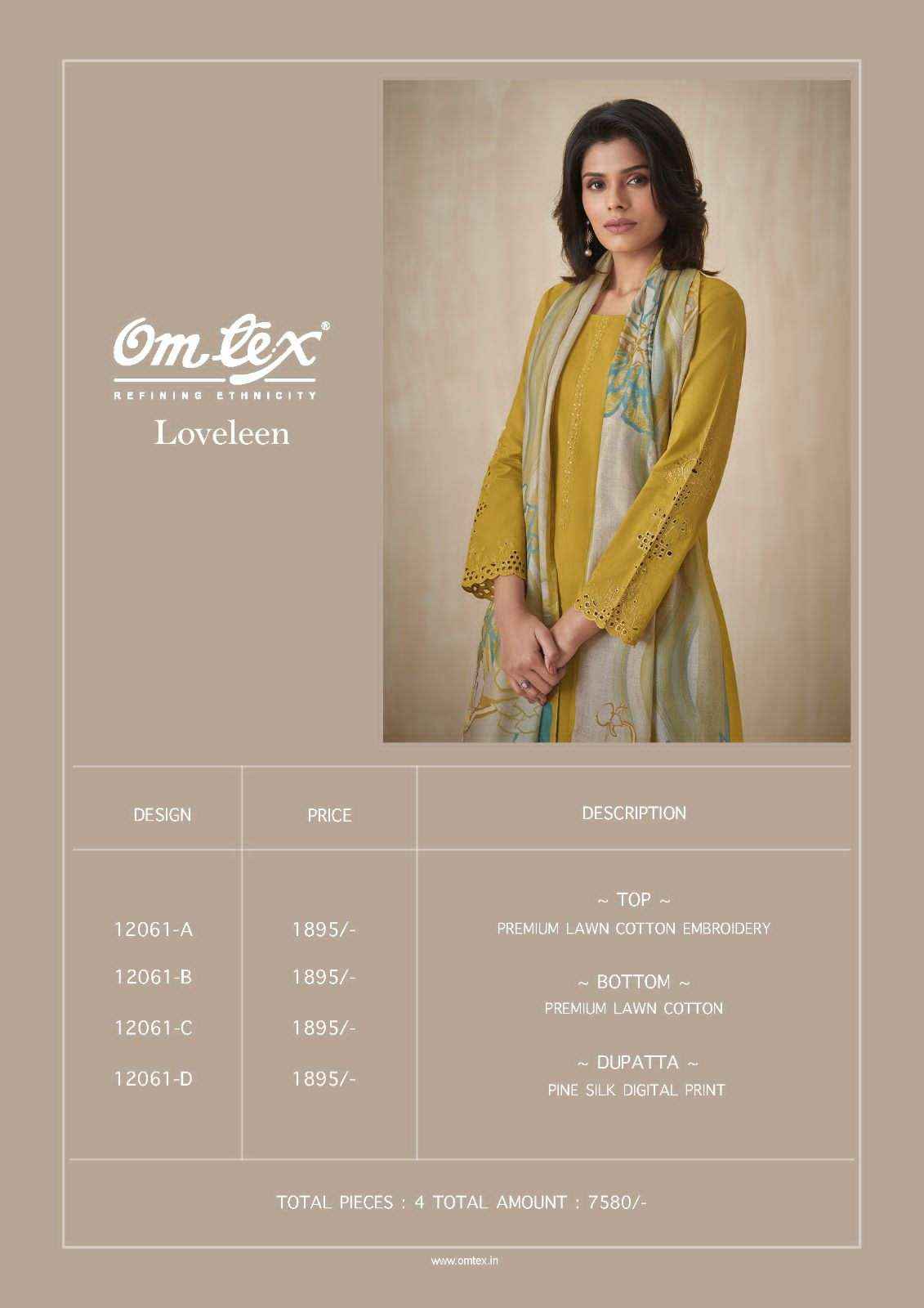 Omtex Loveleen Exclusive Designs Cotton Suit Wholesale Collection ( 5 Pcs Catalog )
