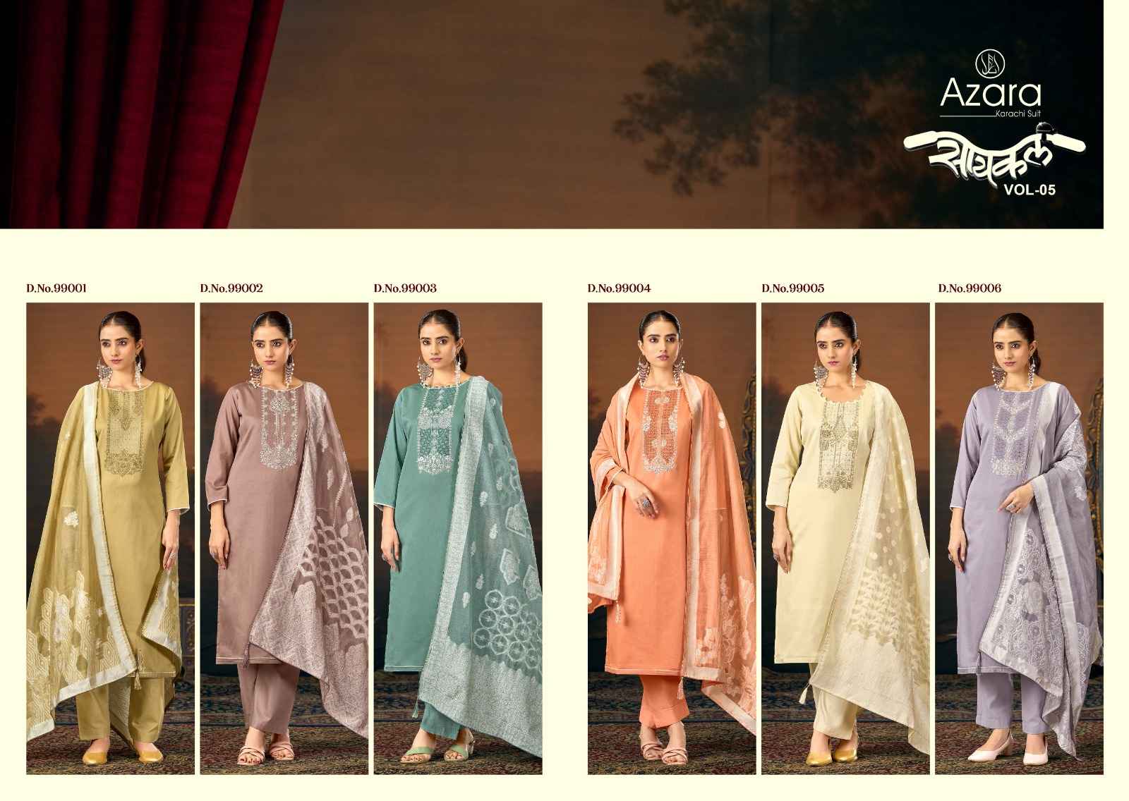 Radhika Azara Cycle Vol 5 Jam Cotton Embroidery Dress Material Wholesale Price ( 6 Pcs Catalogue )