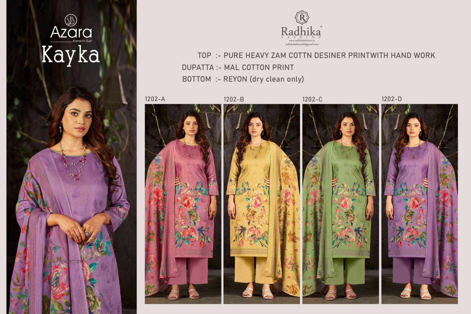 Radhika Azara Kayka 1202 Designer Print Fancy Cotton Dress Collection ( 4 Pcs Catalog )