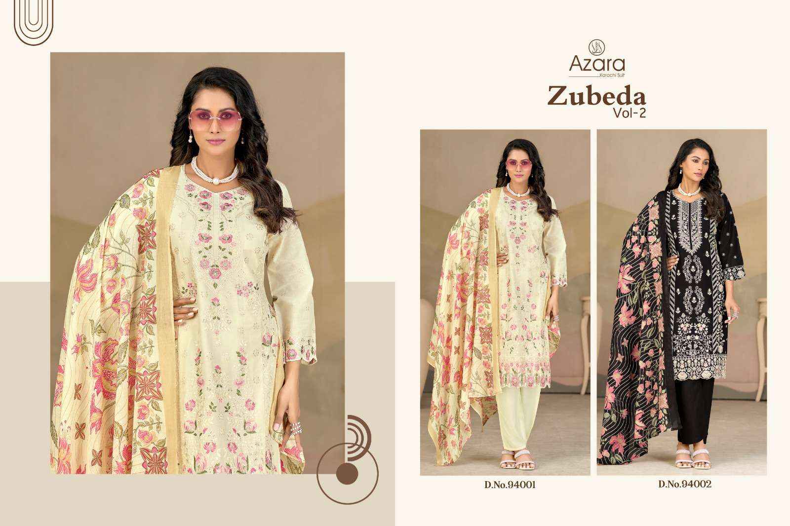 Radhika Azara Zubeda Vol 2 Pure Lawn Cotton Dress Material Wholesale Price ( 4 Pcs Catalogue )