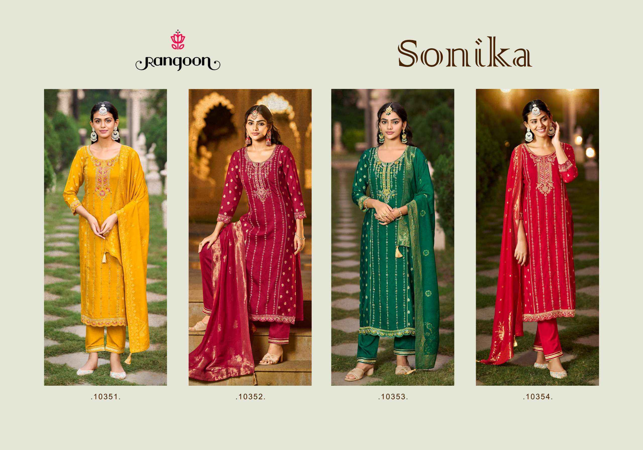 Rangoon Sonika Jacquard Readymade  Suits Wholesale Price ( 4 pcs Catalogue )