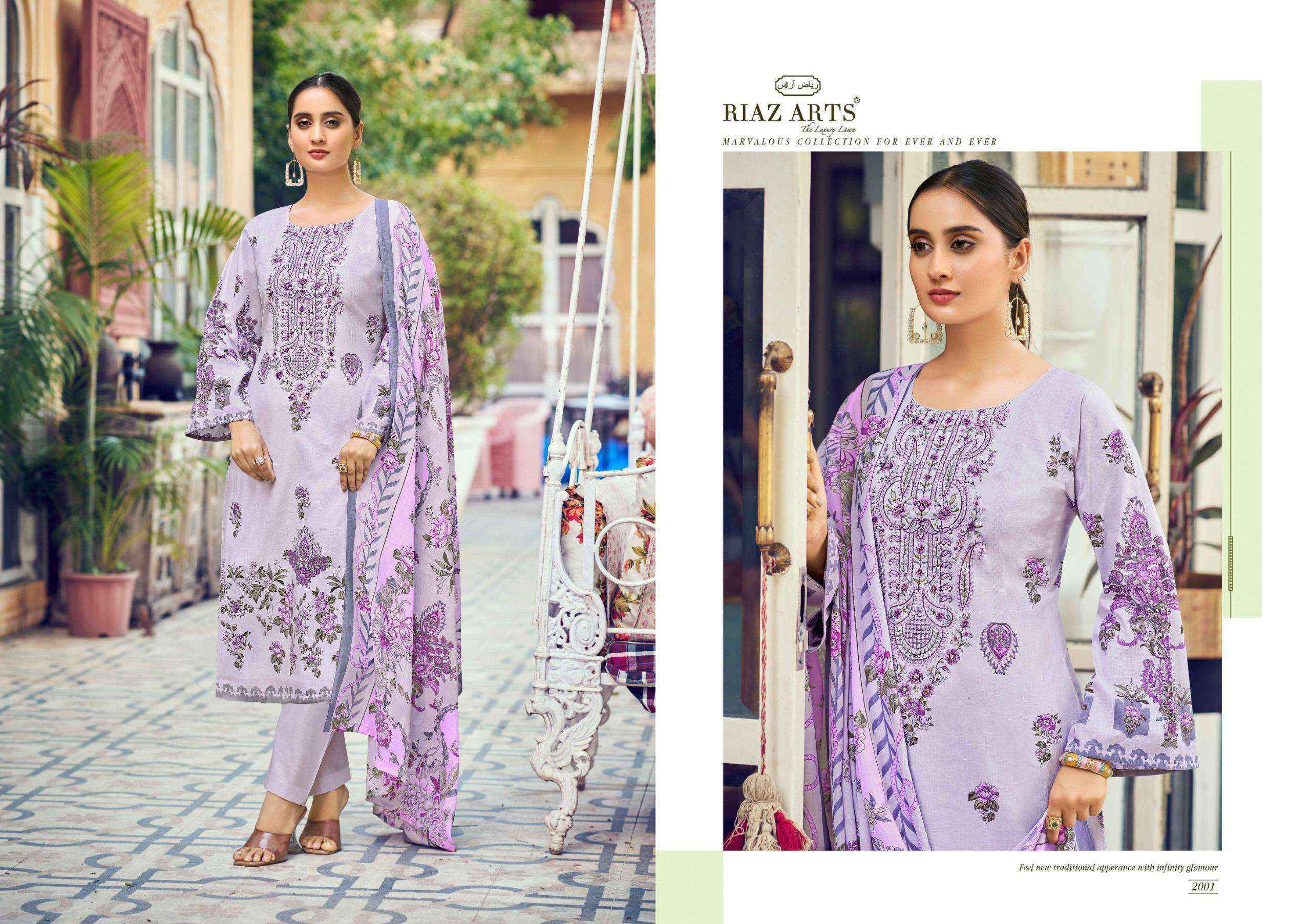 Riaz Arts Naksh Lawn Cotton Dress Material Wholesale Collection ( 6 Pcs Catalog )