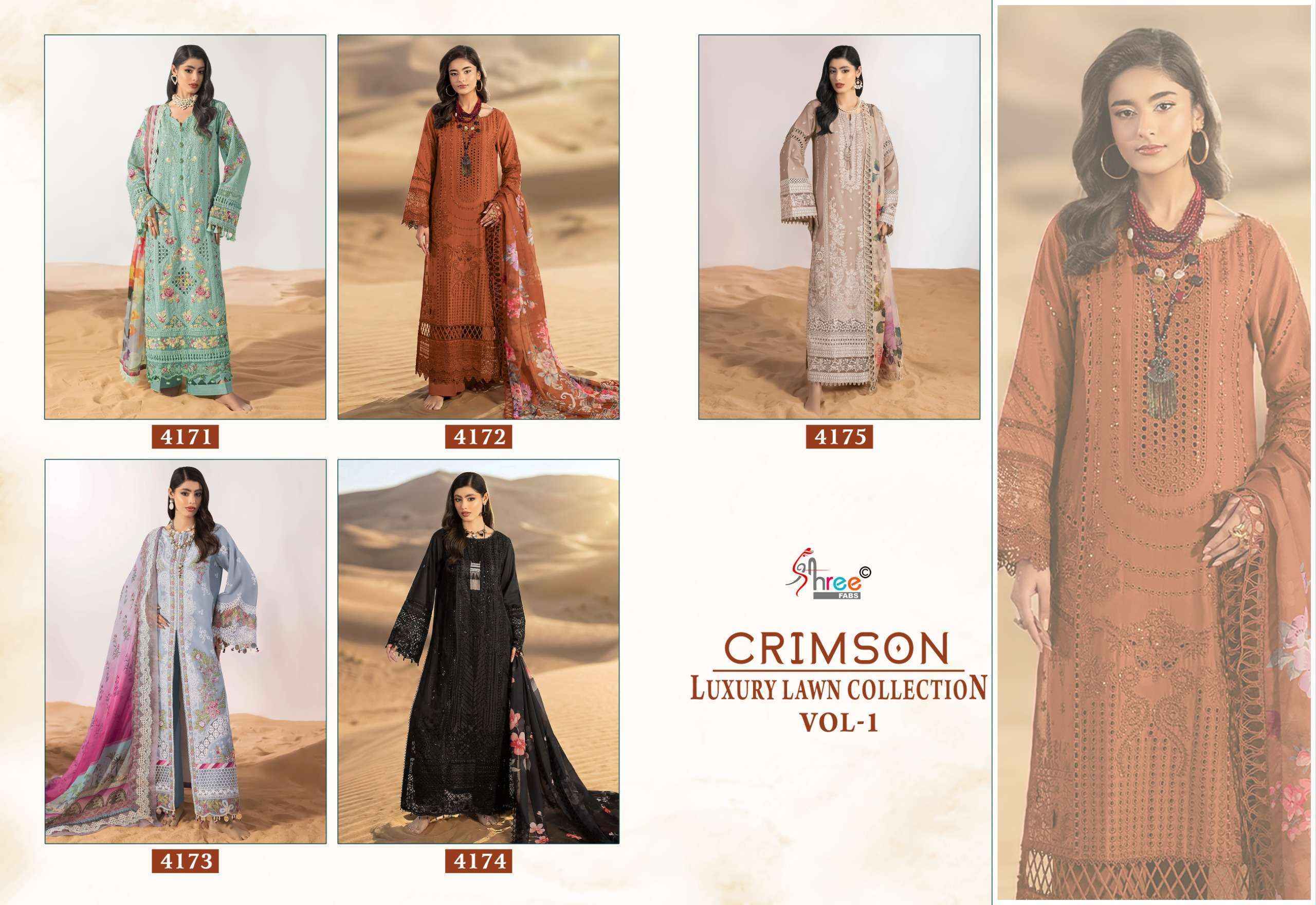 Shree Fabs Crimson Luxury Lawn Collection Vol 1 Cotton Dress Material ( 5 pcs Catalogue )