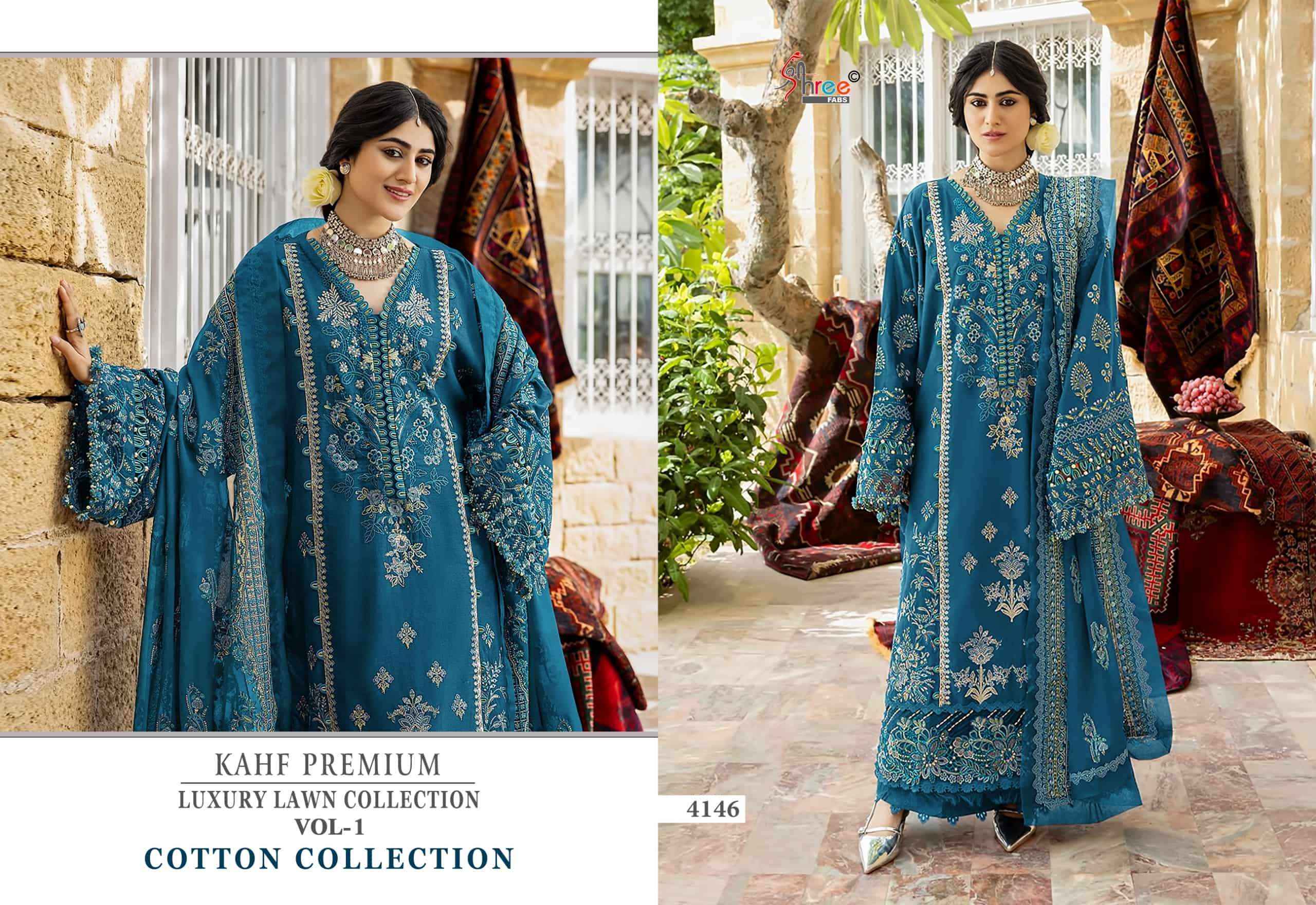 Shree Fabs Kahf Premium Luxury Lawn Collection Vol 1 Cotton Collection Pakistani Suit ( 5 Pcs Catalog )