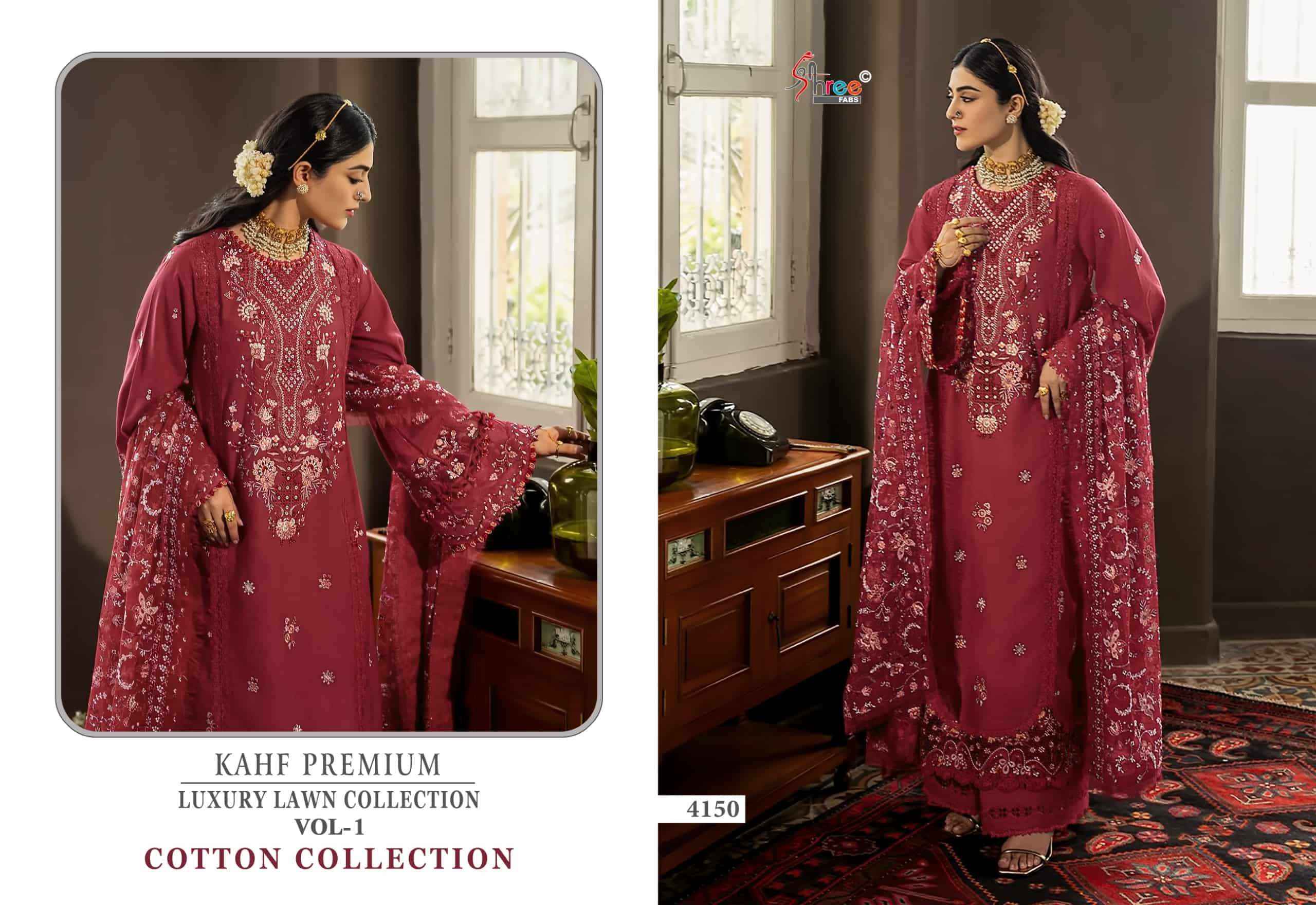 Shree Fabs Kahf Premium Luxury Lawn Collection Vol 1 Cotton Collection Pakistani Suit ( 5 Pcs Catalog )