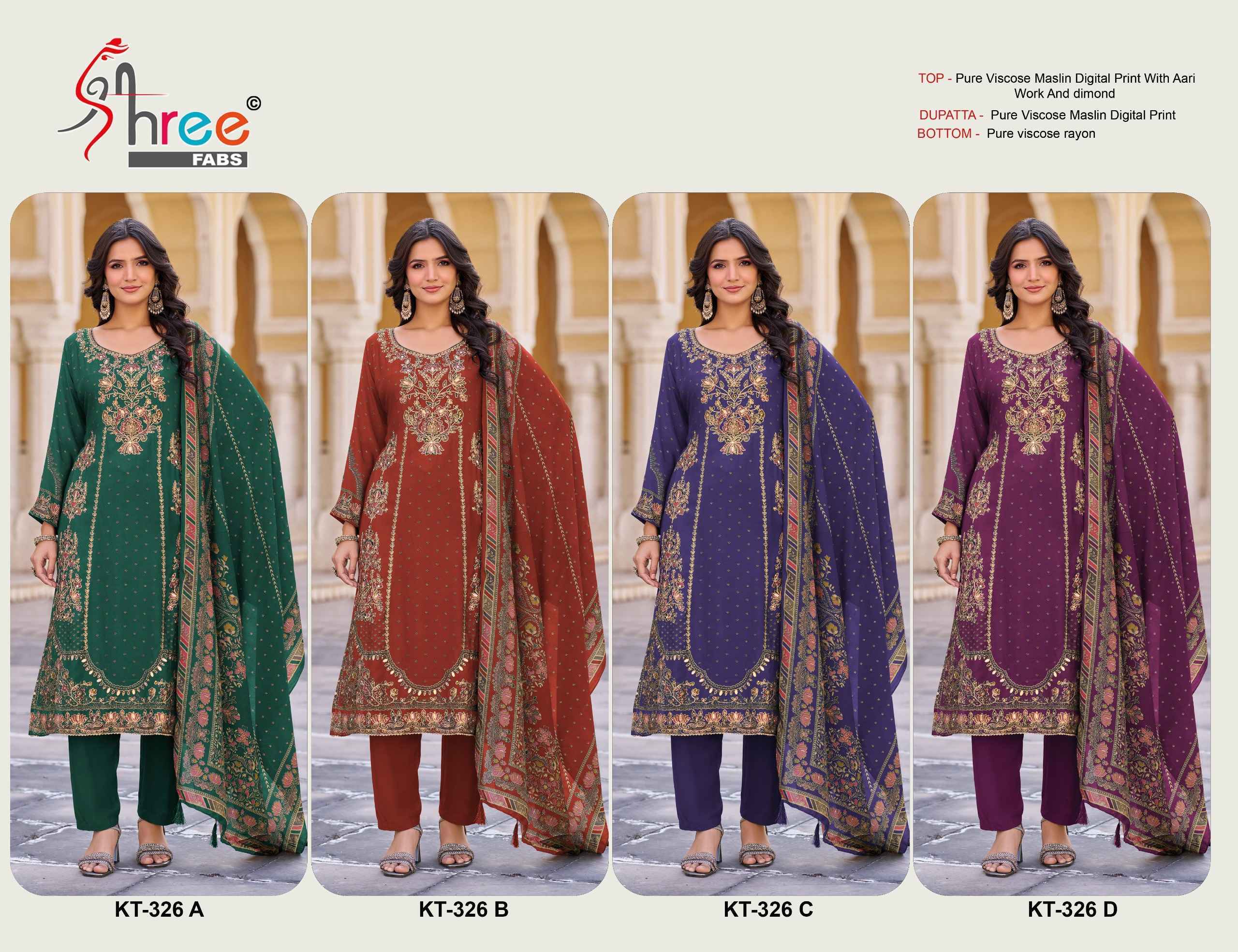 Shree Fabs KT 326 Viscous Maslin Salwar Kameez Wholesale Rate ( 4 Pcs Catalog )