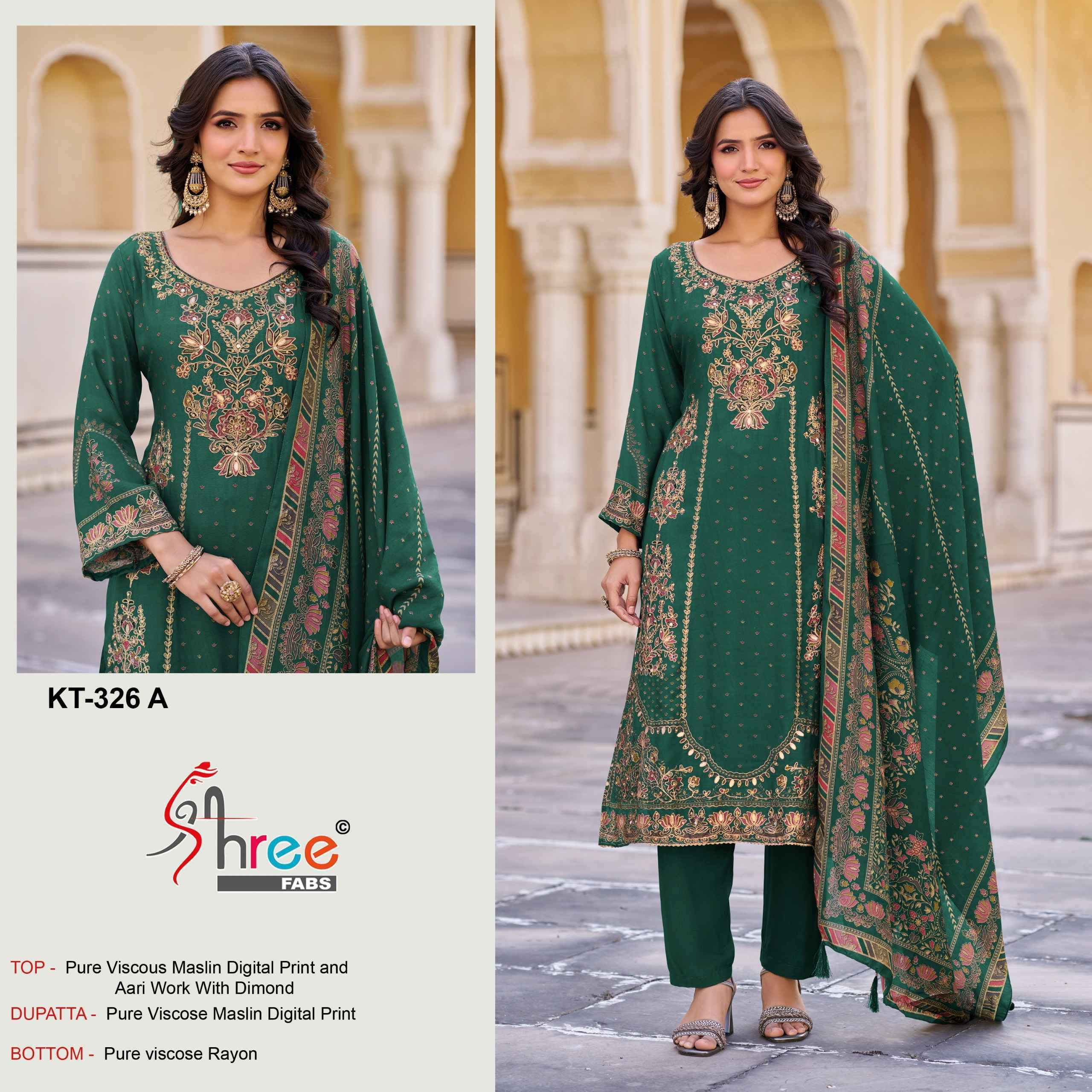 Shree Fabs KT 326 Viscous Maslin Salwar Kameez Wholesale Rate ( 4 Pcs Catalog )