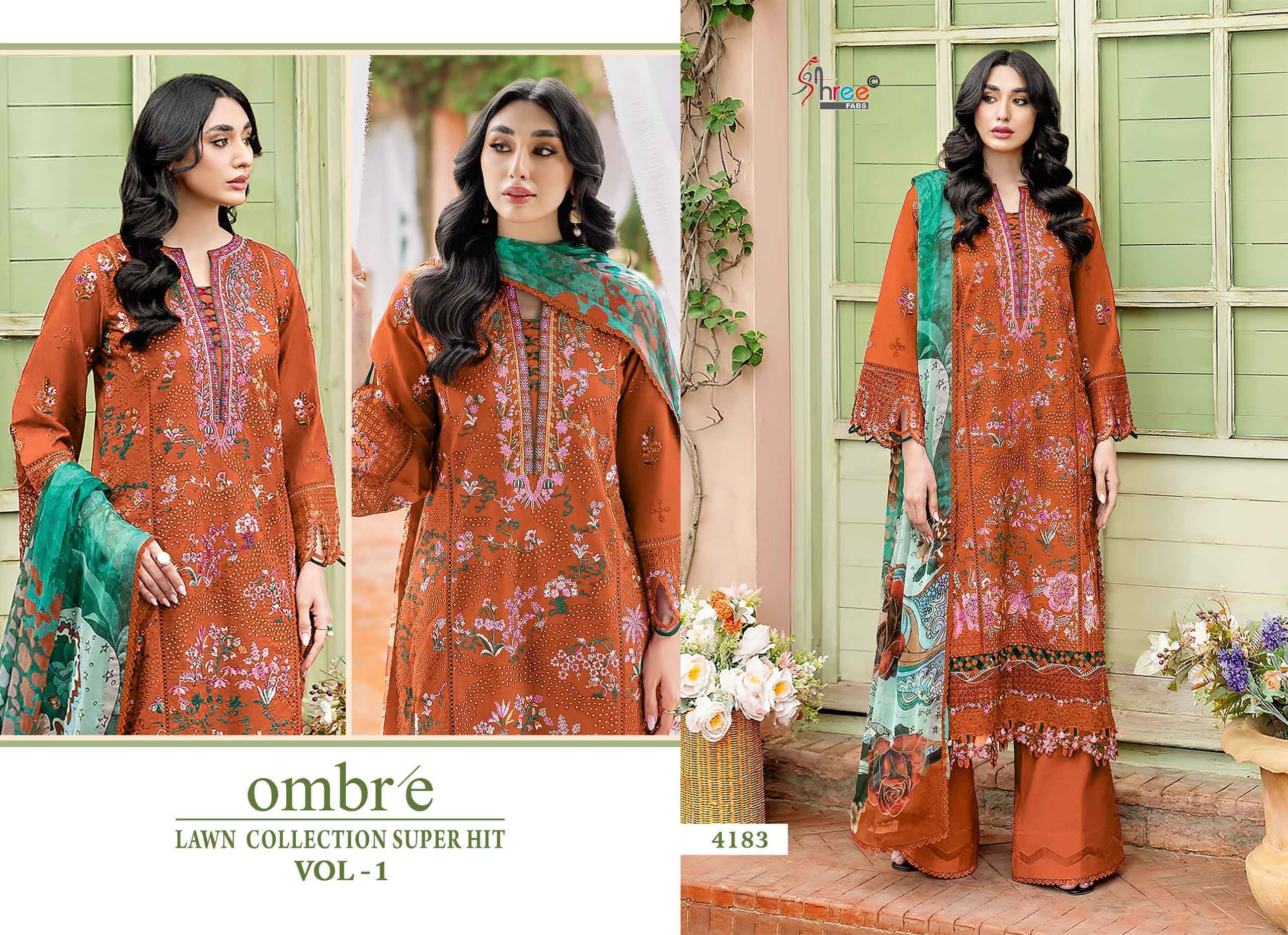 Shree Fabs Ombre Lawn Collection Super Hit Vol 1 Cotton Dress Material Collection ( 6 Pcs Catalog )