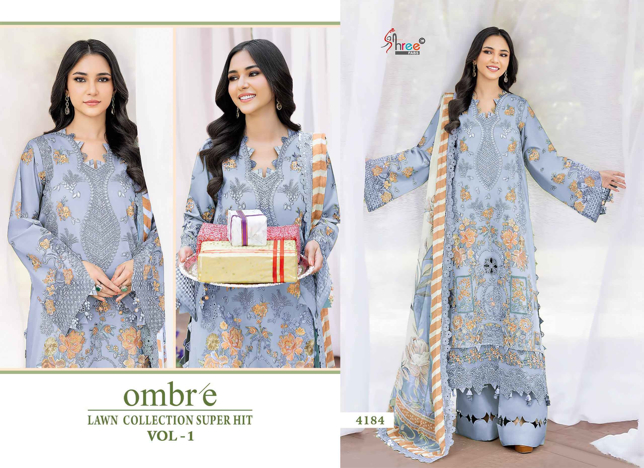 Shree Fabs Ombre Lawn Collection Super Hit Vol 1 Cotton Dress Material Collection ( 6 Pcs Catalog )