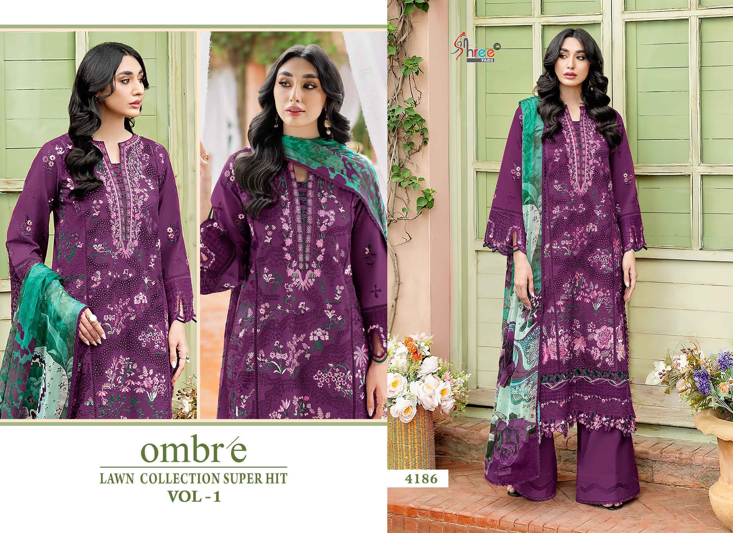 Shree Fabs Ombre Lawn Collection Super Hit Vol 1 Cotton Dress Material Collection ( 6 Pcs Catalog )