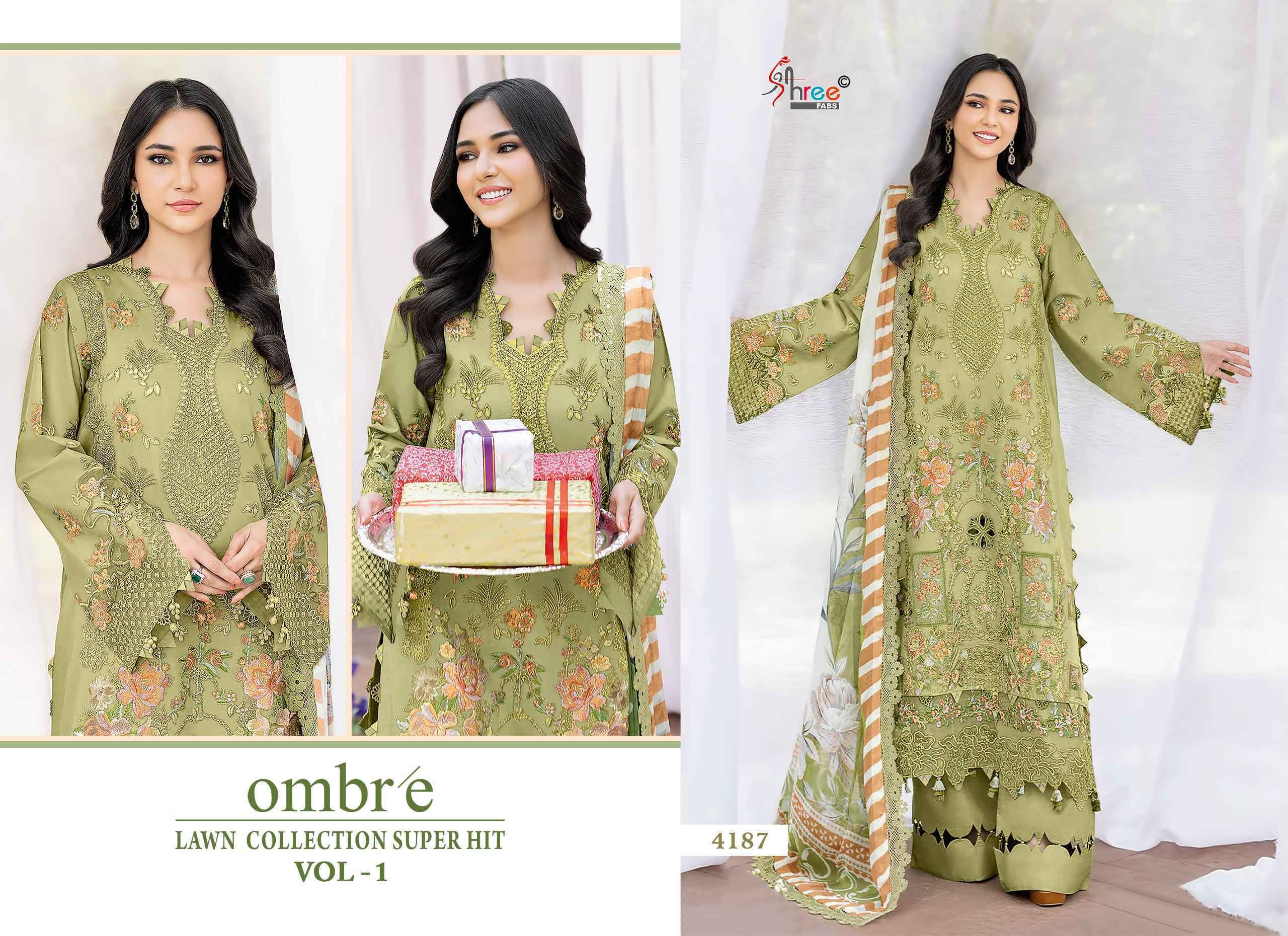 Shree Fabs Ombre Lawn Collection Super Hit Vol 1 Cotton Dress Material Collection ( 6 Pcs Catalog )