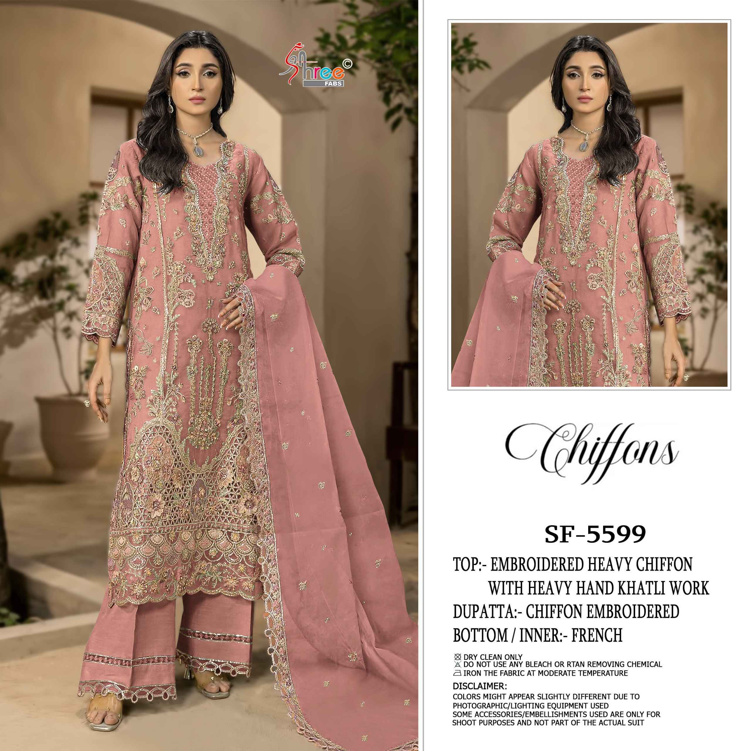 Shree Fabs Sf 5599 Chiffon Dress Material Collection ( 4 Pcs Catalog )