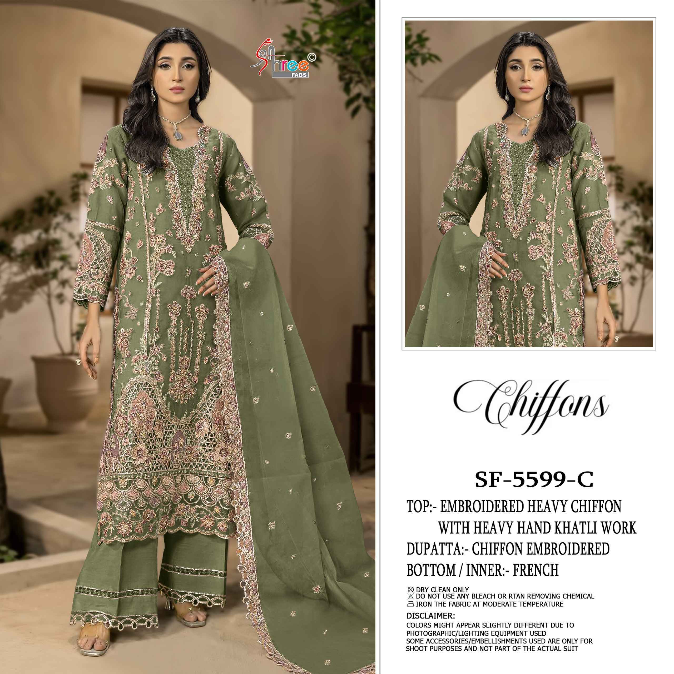 Shree Fabs Sf 5599 Chiffon Dress Material Collection ( 4 Pcs Catalog )