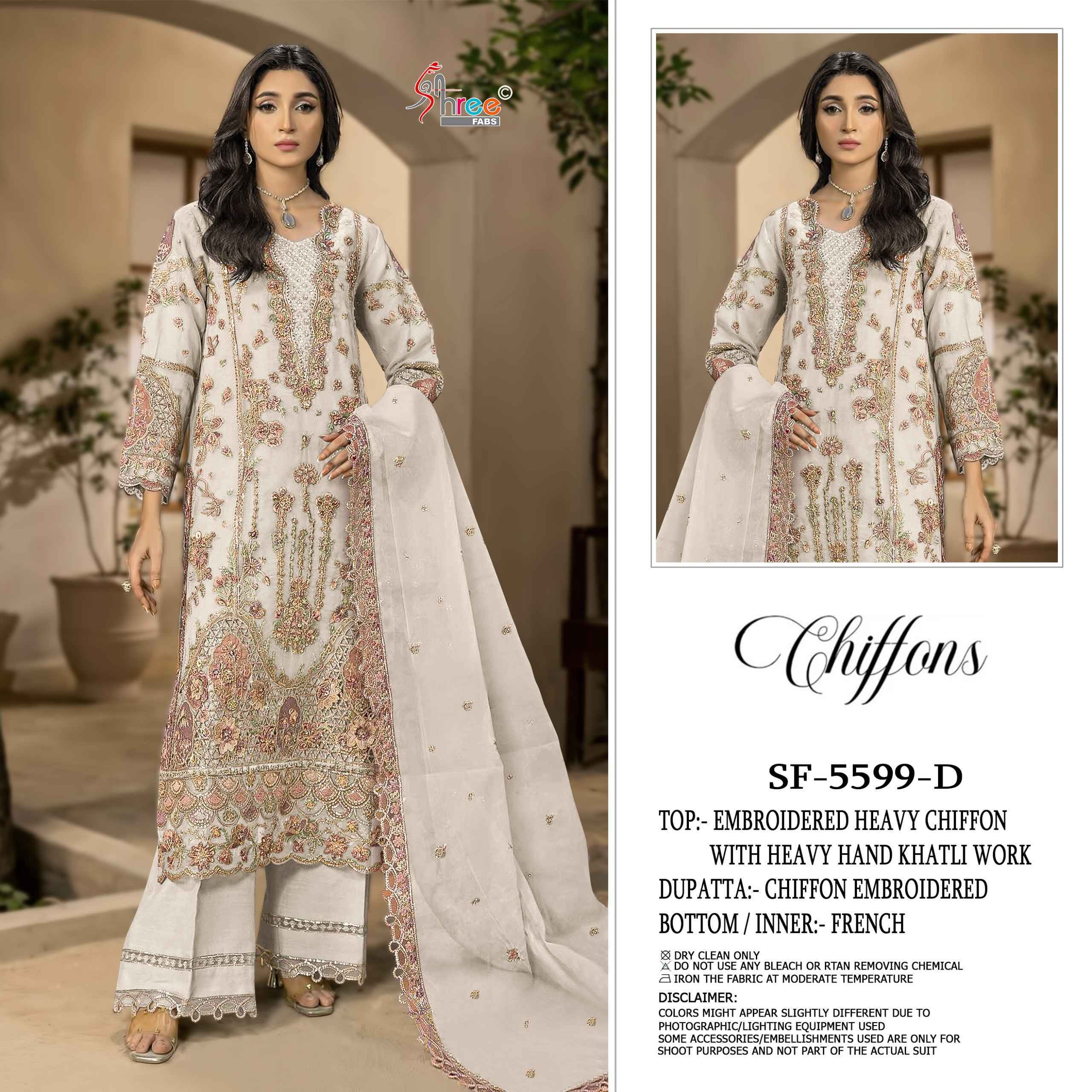 Shree Fabs Sf 5599 Chiffon Dress Material Collection ( 4 Pcs Catalog )