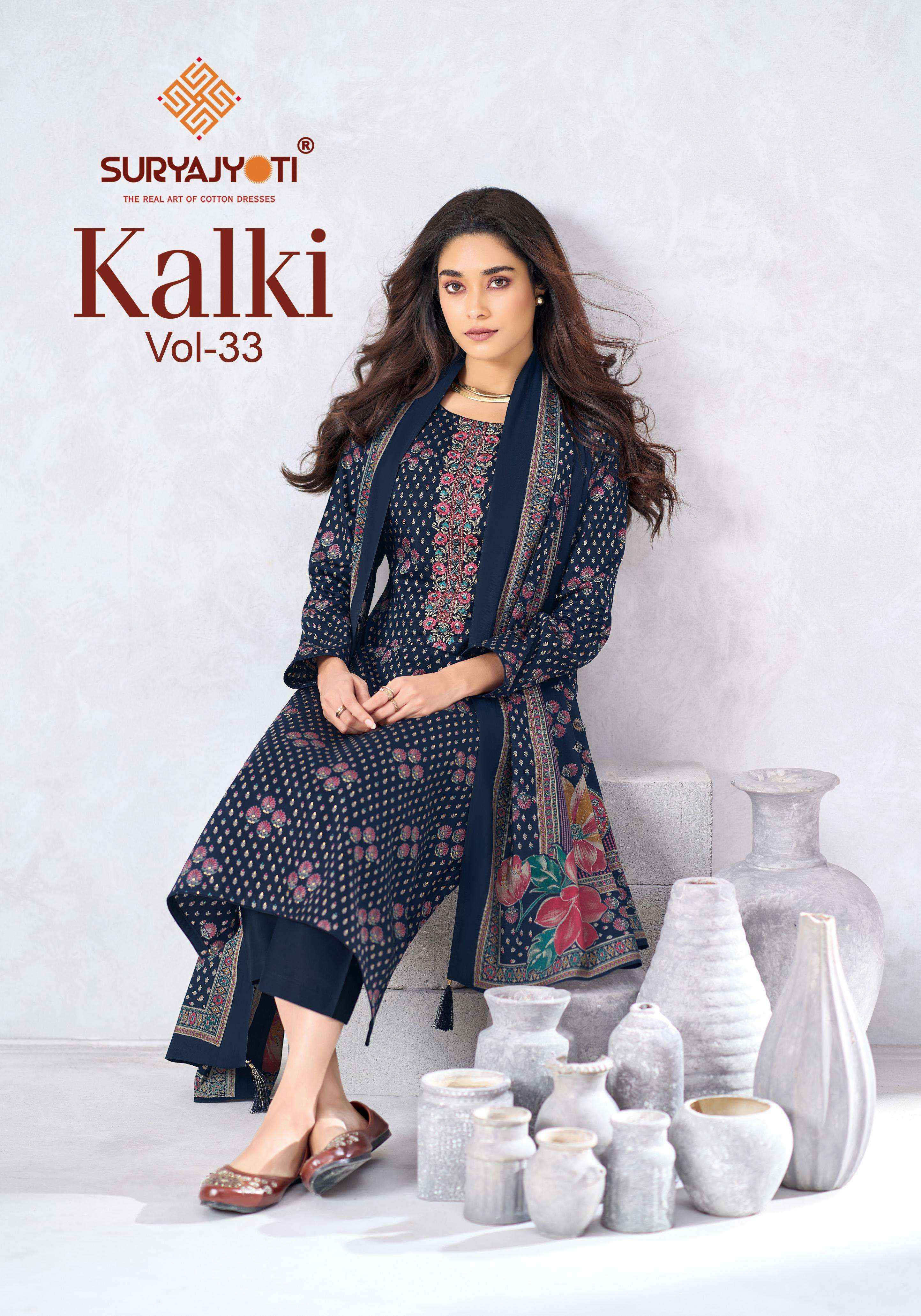 Suryajyoti Kalki Vol 33 Jam Satin Dress Material Wholesale Collection ( 8 Pcs Catalog )