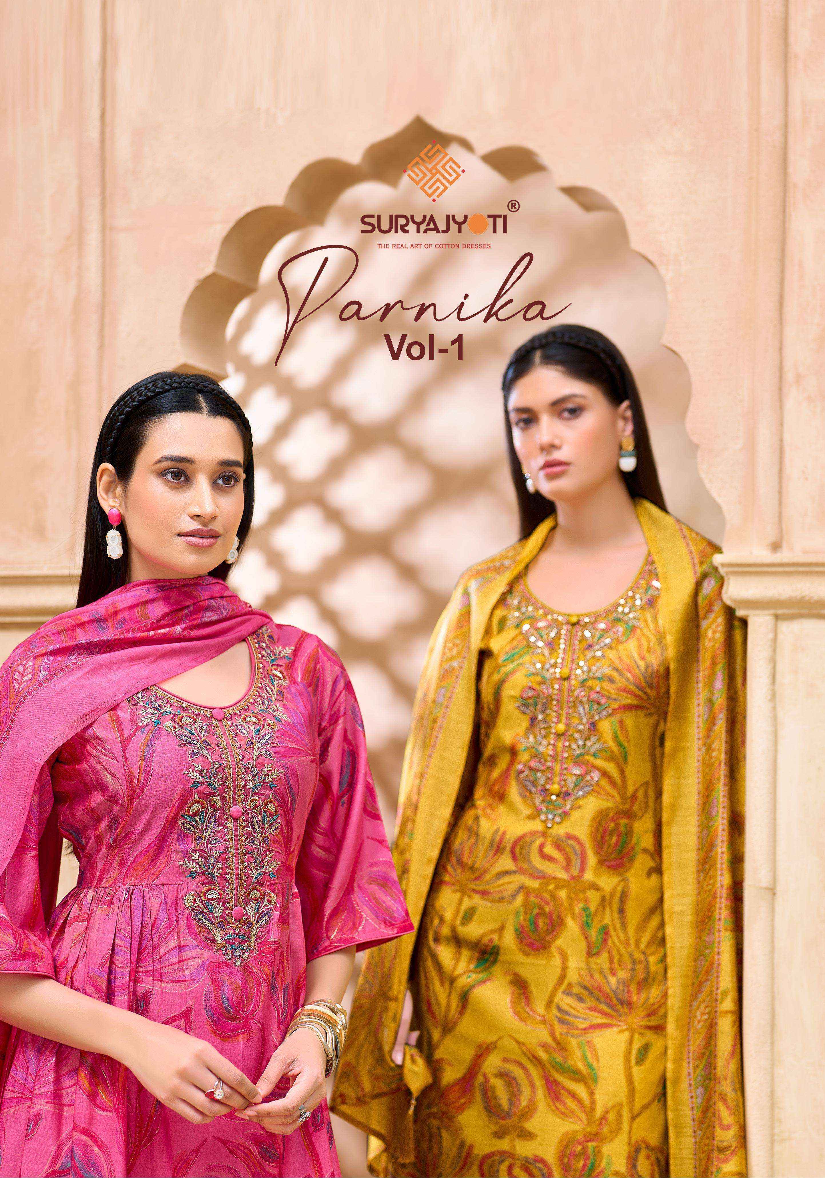 Suryajyoti Parnika Vol 1 Modal Silk Dress Material Wholesale Collection ( 6 Pcs Catalog )