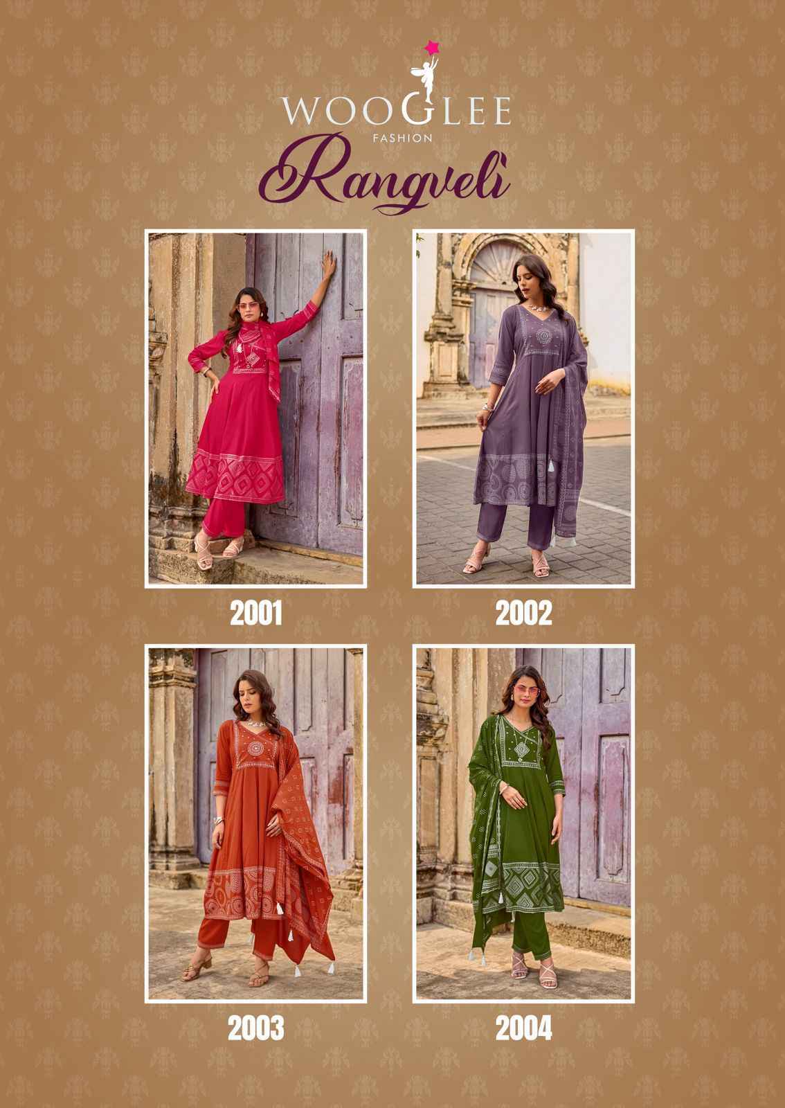 Wooglee Rangveli Rayon Kurti Combo Collection ( 4 Pcs Catalog )