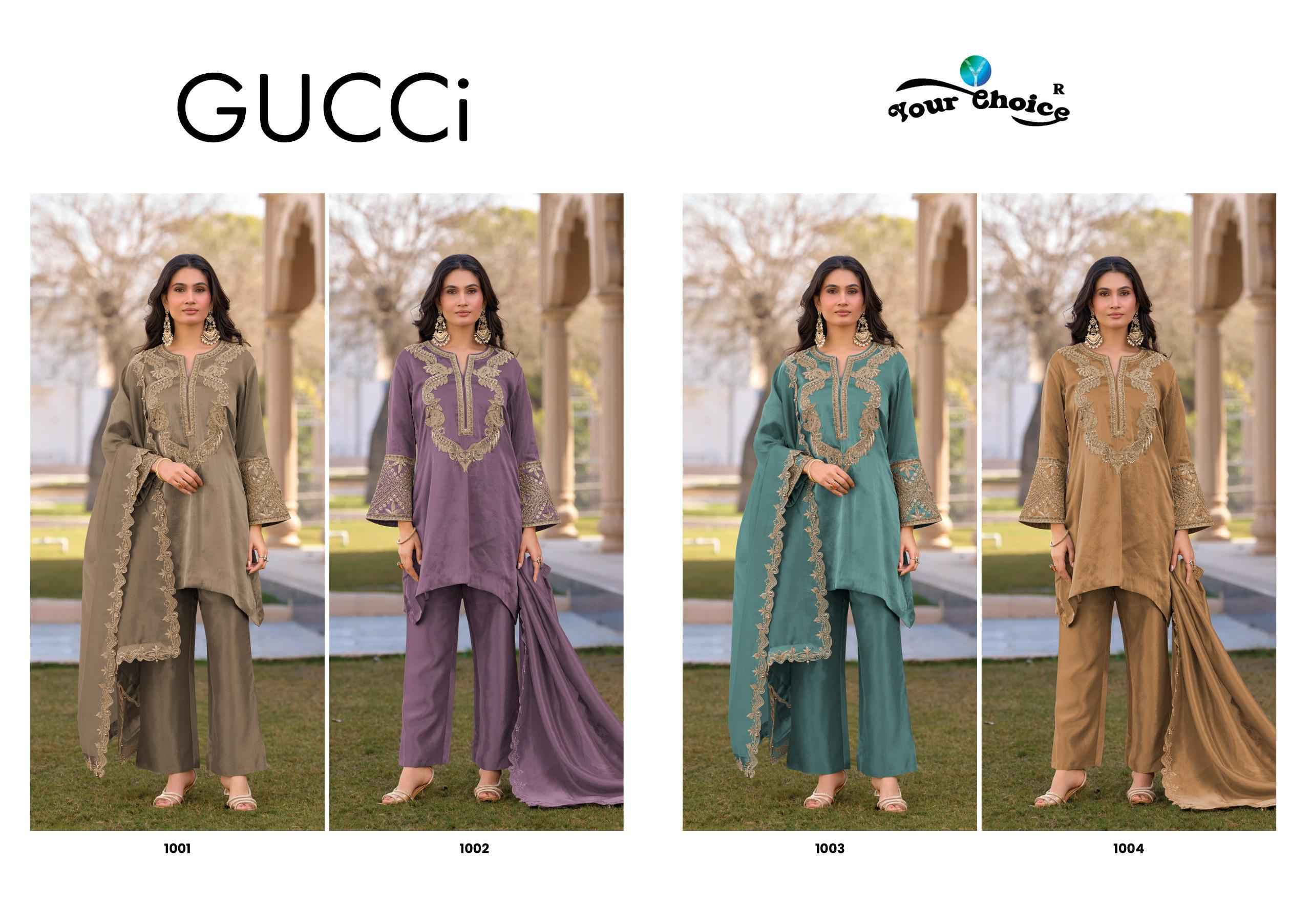 Your Choice Gucci Readymade Hiraniya Silk Dress Collection ( 4 Pcs Catalog )