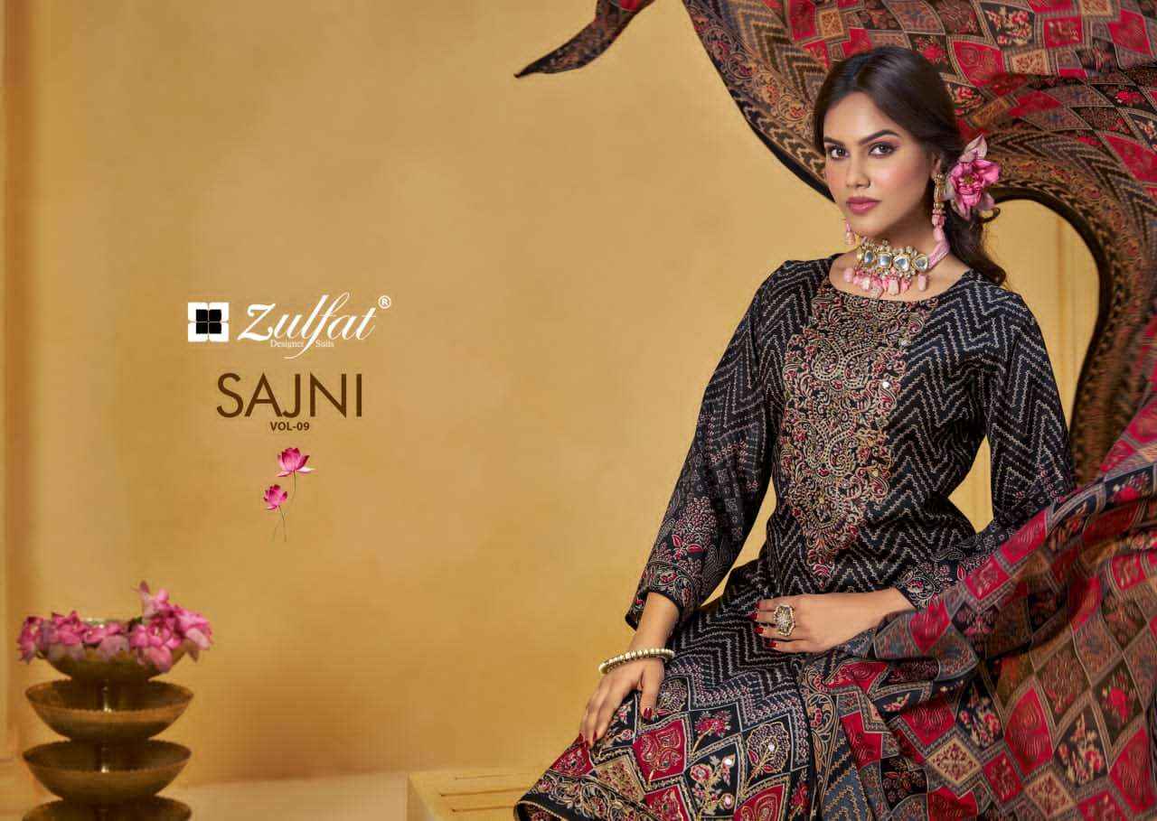 Zulfat Sajni Vol 9 Designer Pure Jam Cotton Dress Material Wholesale Price ( 6 Pcs Catalogue )