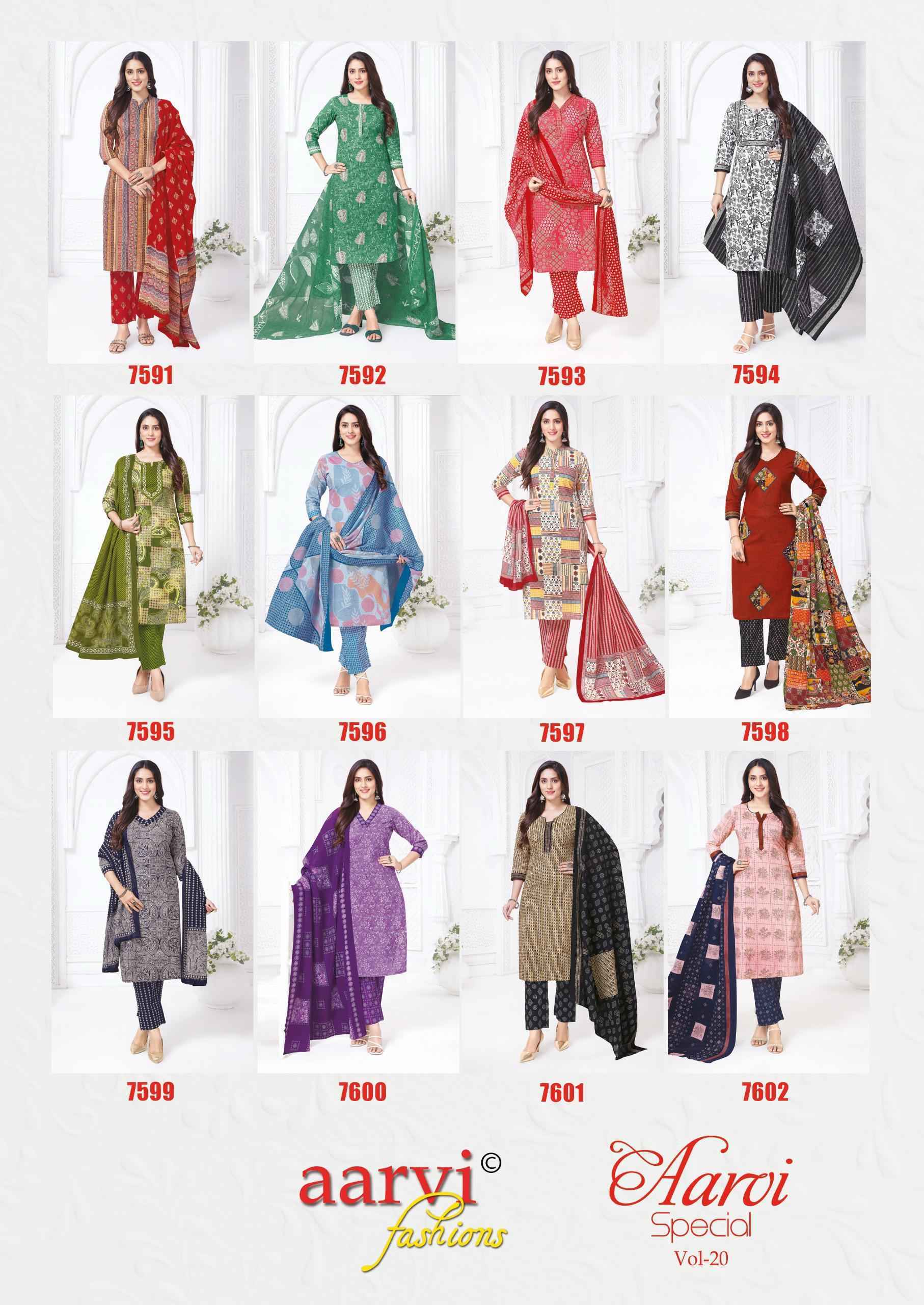 Aarvi Fashion Aarvi Special Vol 20 Cambric Cotton Radymade  Suits Wholesale Price ( 12 pcs Catalogue )