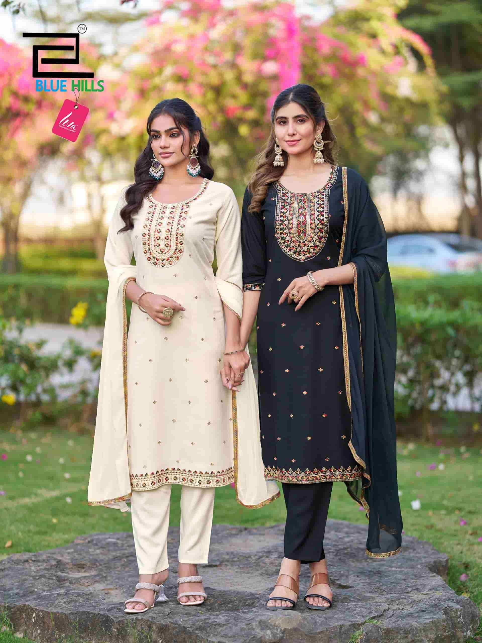 Blue Hills Border Vol 2 Premium Style Kurti Pant Dupatta Set Collection ( 5 Pcs Catalog )