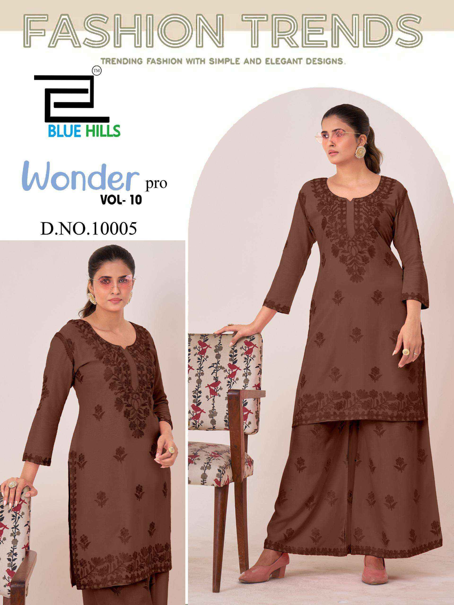 Blue Hills Wonder Pro Vol 10 Rayon Kurti With Plazzo Collection ( 4 Pcs Catalog )