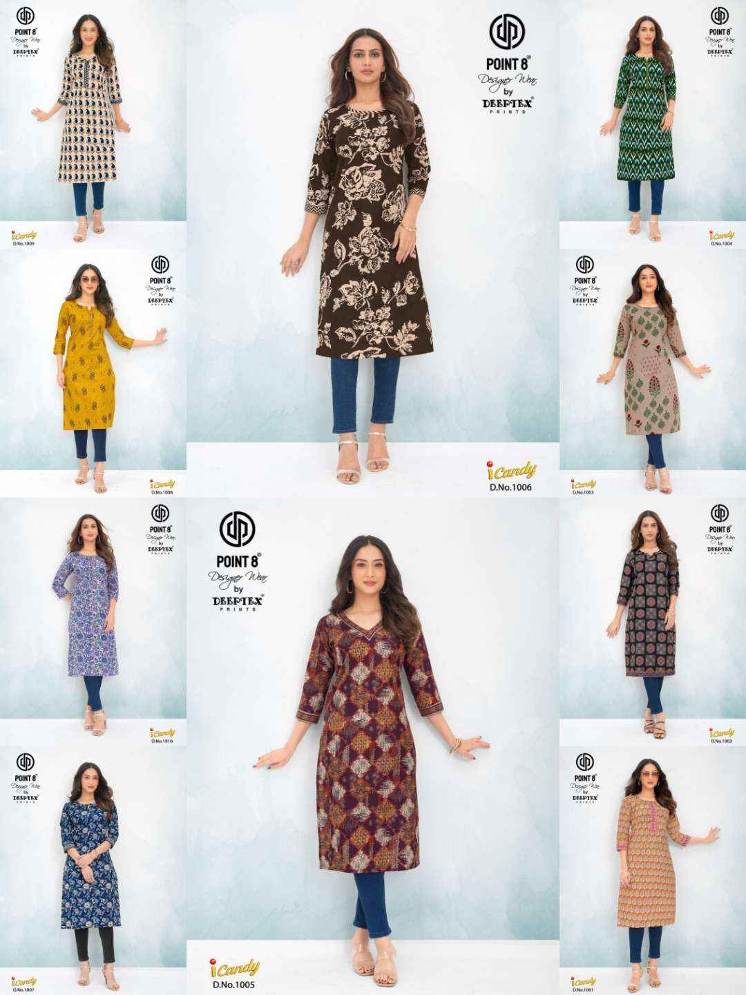 Deeptex I Candy Vol 1 Heavy Cotton Printed Straight Kurti Set Collection ( 10 Pcs Catalog )