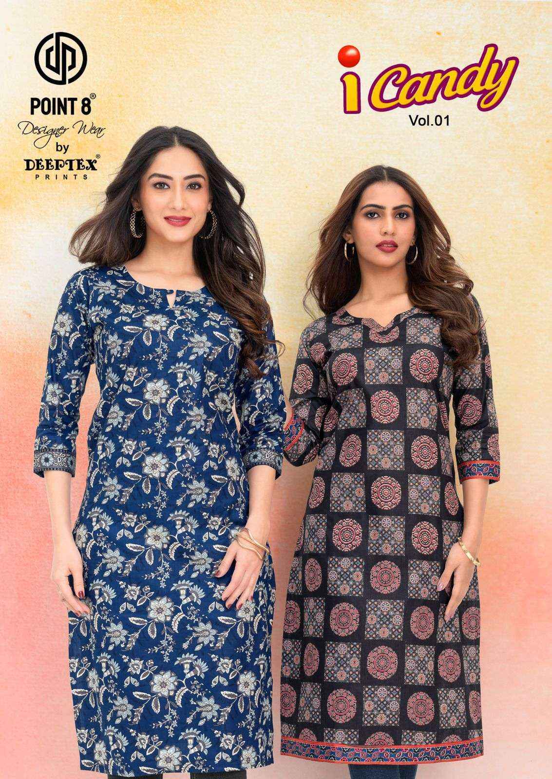 Deeptex I Candy Vol 1 Heavy Cotton Printed Straight Kurti Set Collection ( 10 Pcs Catalog )