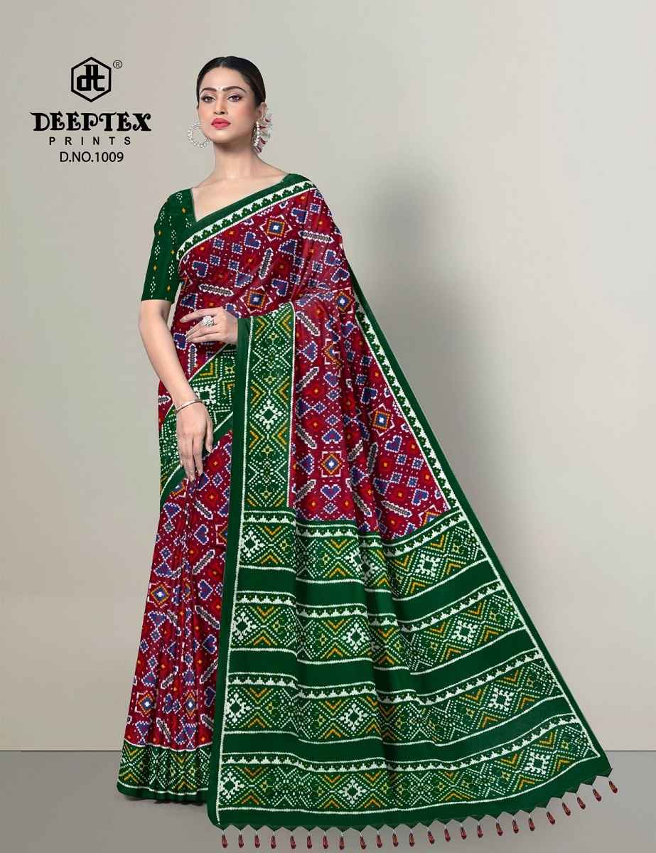 Deeptex Prints Ikkat Special Vol-10 Pure Cotton Saree Wholesale Price ( 10 Pcs Catalogue )
